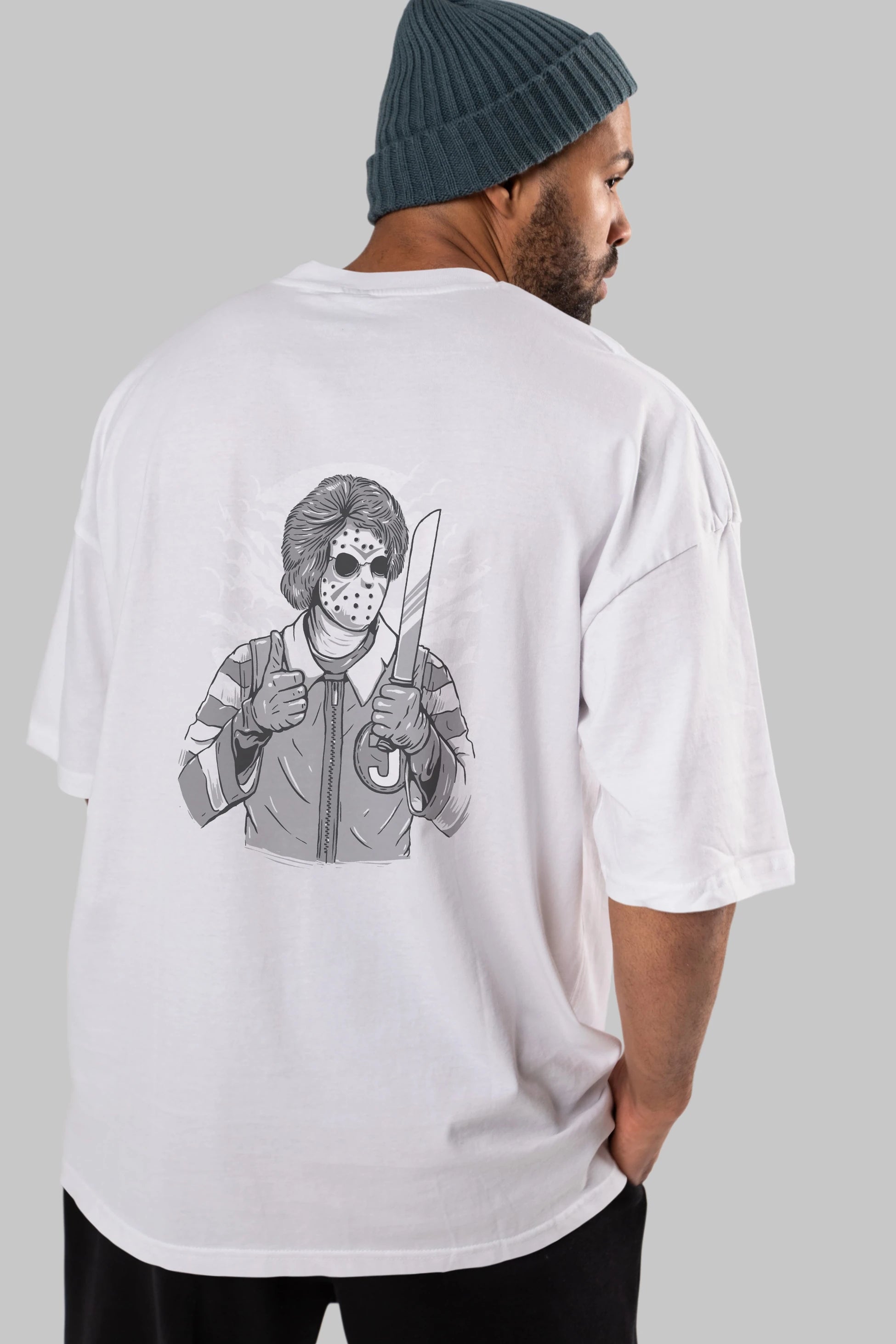 Clown Killer Arka Baskılı Oversize t-shirt Erkek Kadın Unisex %100 Pamuk