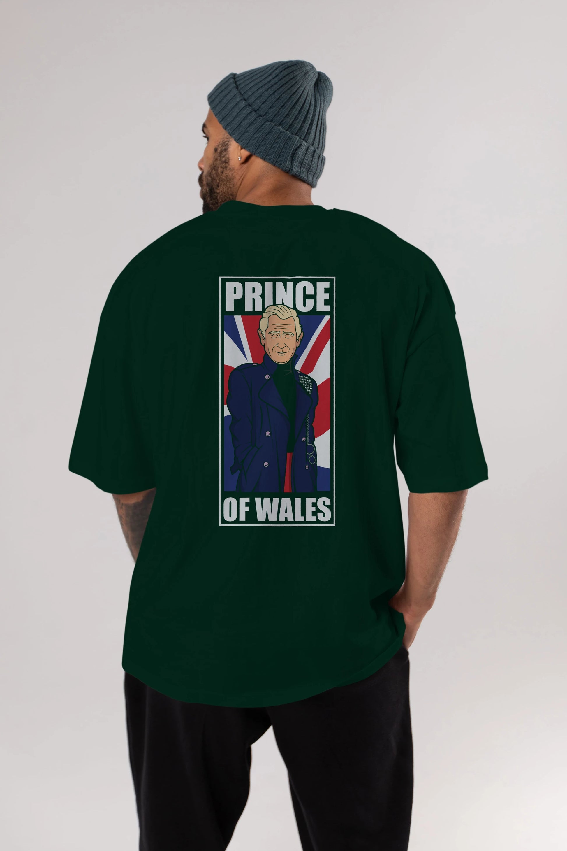 Prince Charles Arka Baskılı Oversize t-shirt Erkek Kadın Unisex %100 Pamuk tişort