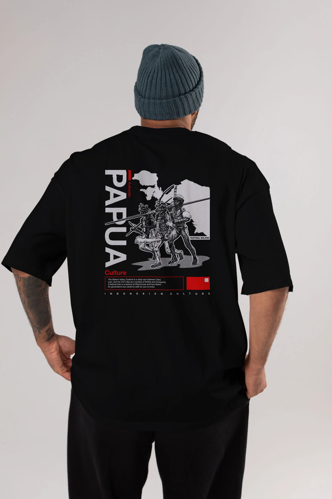 Papua Culture Arka Baskılı Oversize t-shirt Erkek Kadın Unisex