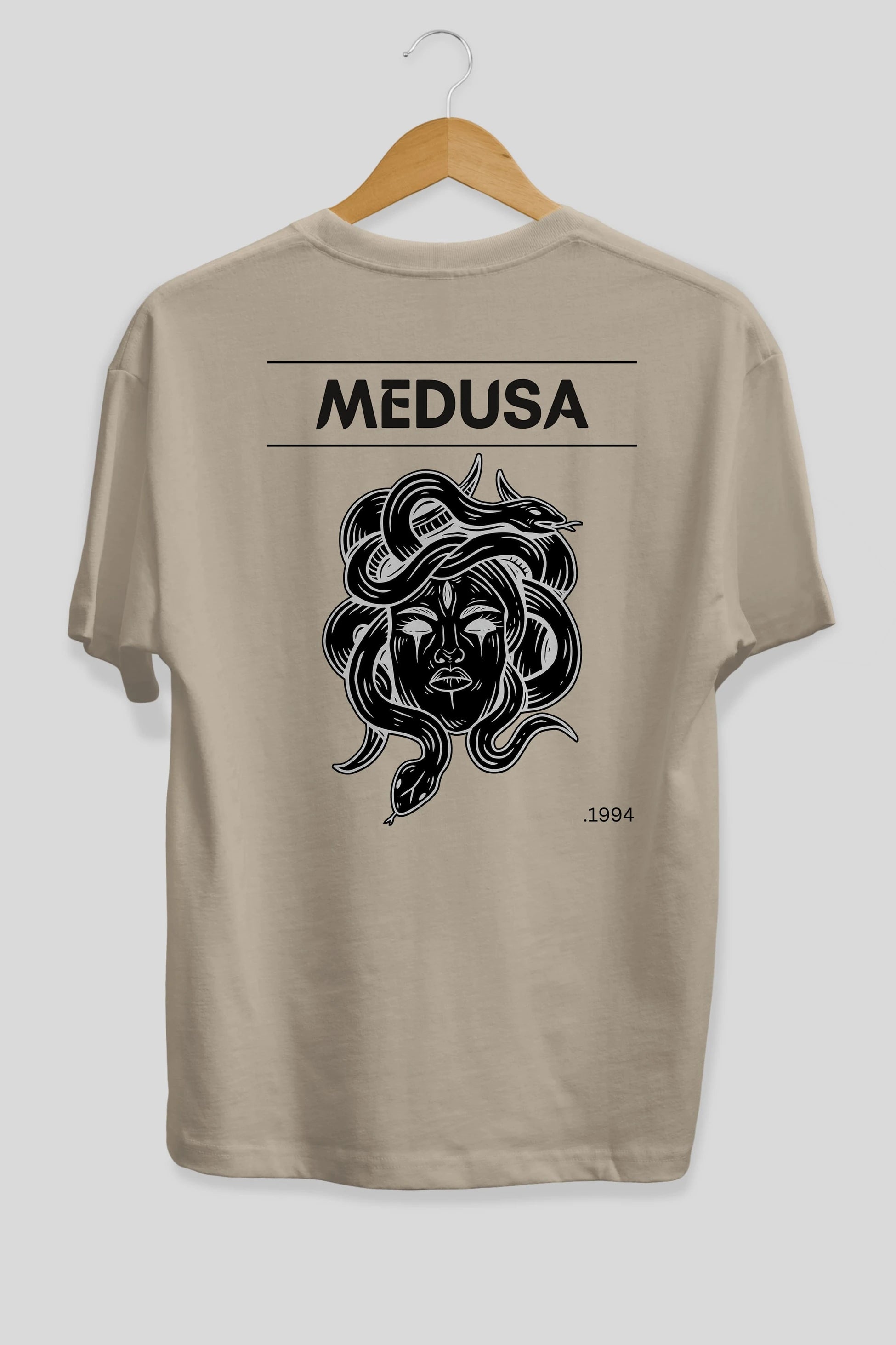 Medusa Arka Baskılı Oversize t-shirt Erkek Kadın Unisex