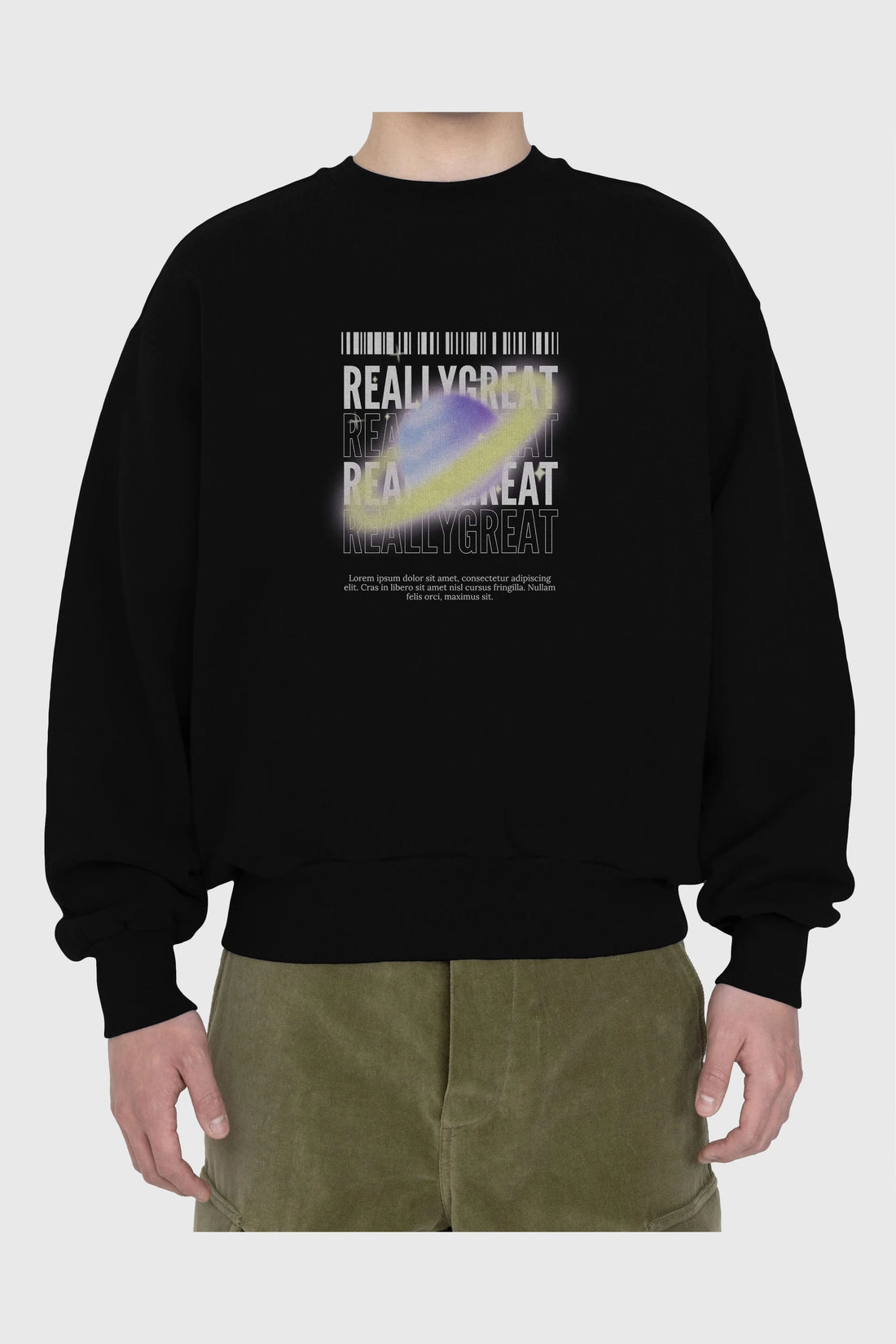 Really Great 2 Yazılı Ön Baskılı Oversize Sweatshirt Erkek Kadın Unisex