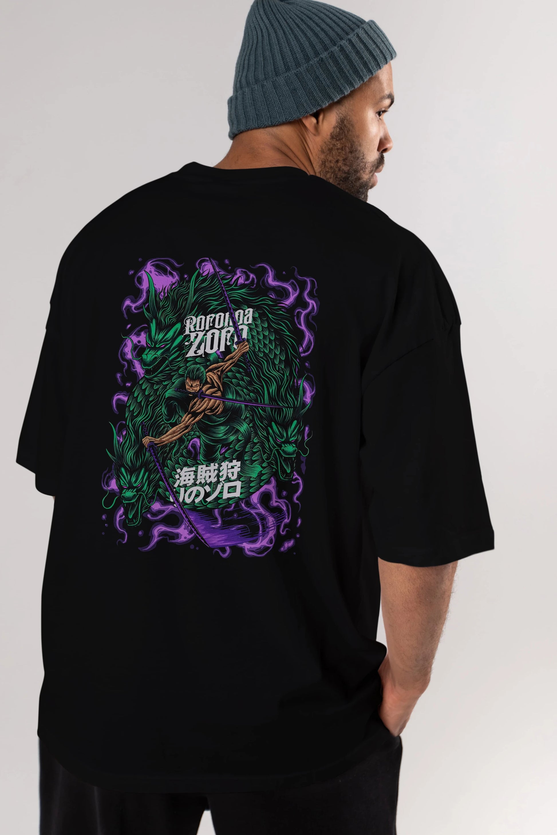 RORONOA ZORO 5 Anime Arka Baskılı Oversize t-shirt Erkek Kadın Unisex