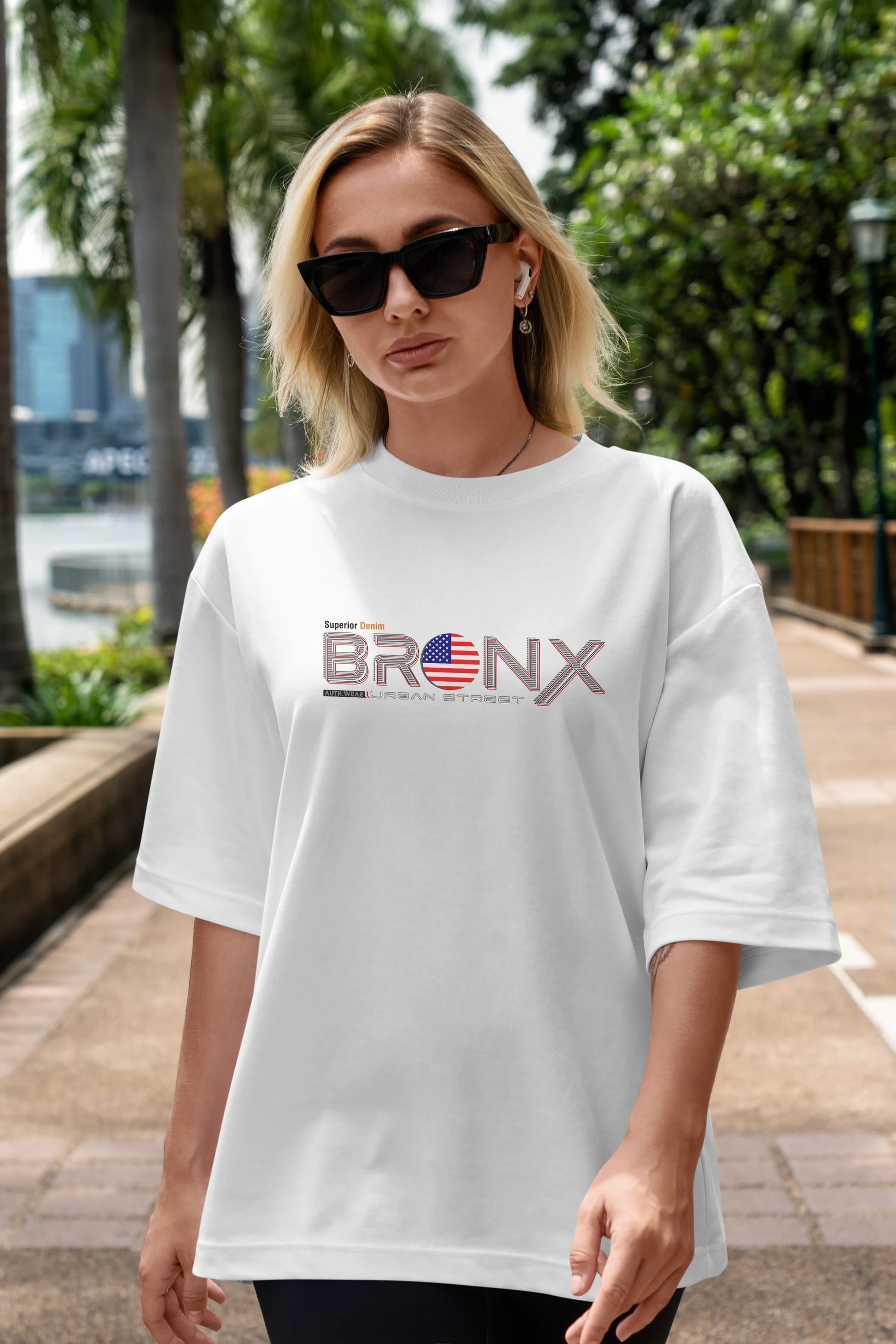 Bronx Ön Baskılı Oversize t-shirt Erkek Kadın Unisex