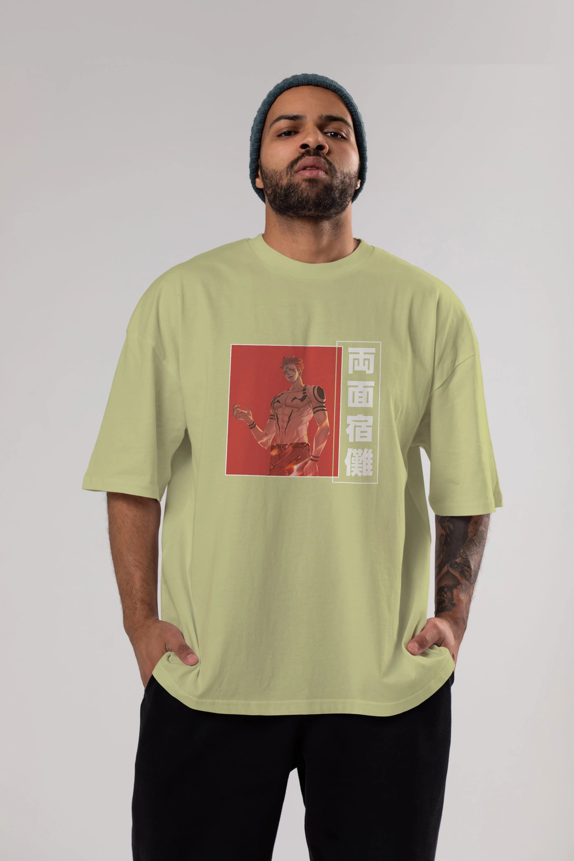 Sukuna Ryoumen 3 Anime Ön Baskılı Oversize t-shirt %100 pamuk Erkek Kadın Unisex