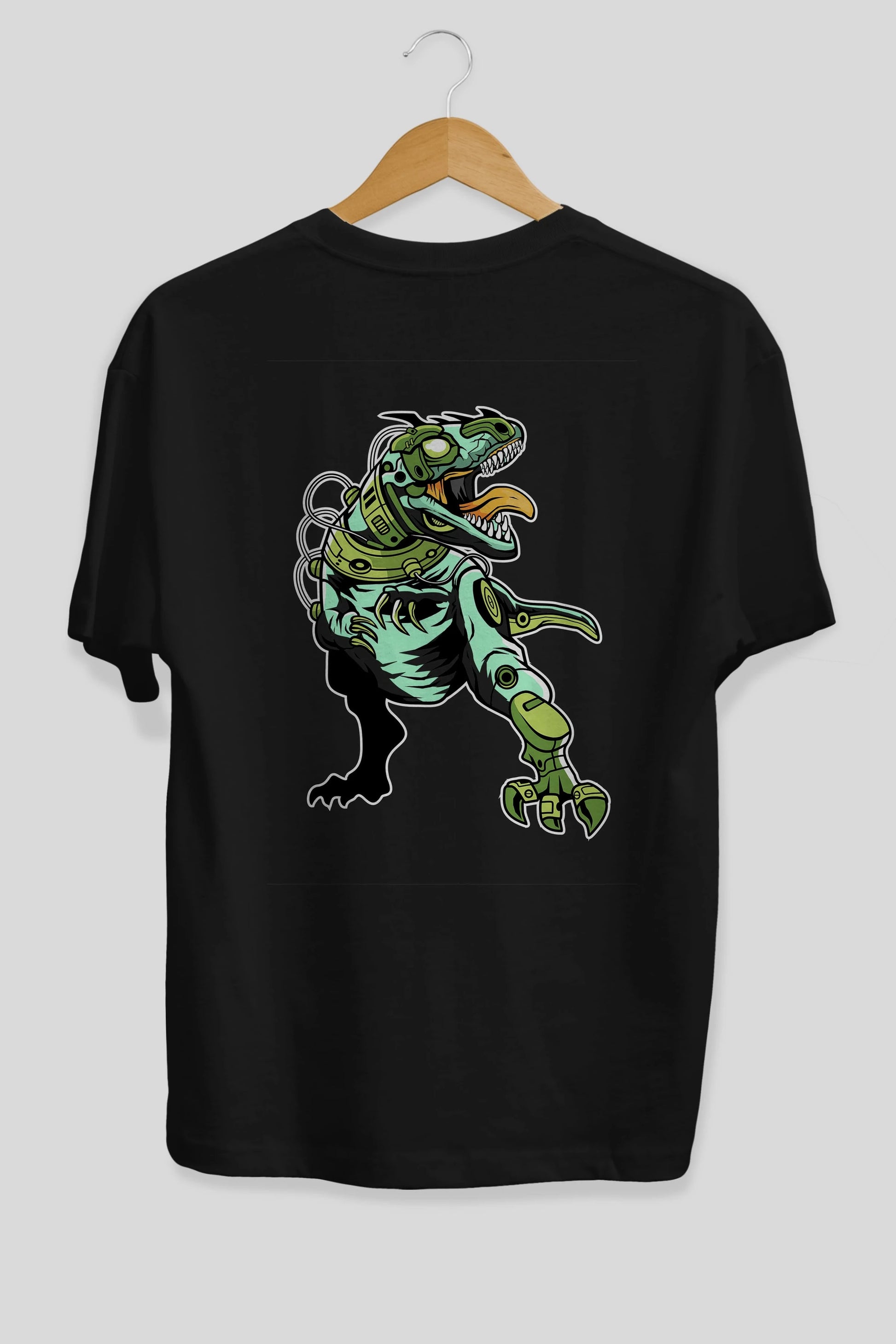 Trex Robot Arka Baskılı Oversize t-shirt Erkek Kadın Unisex %100 Pamuk tişort