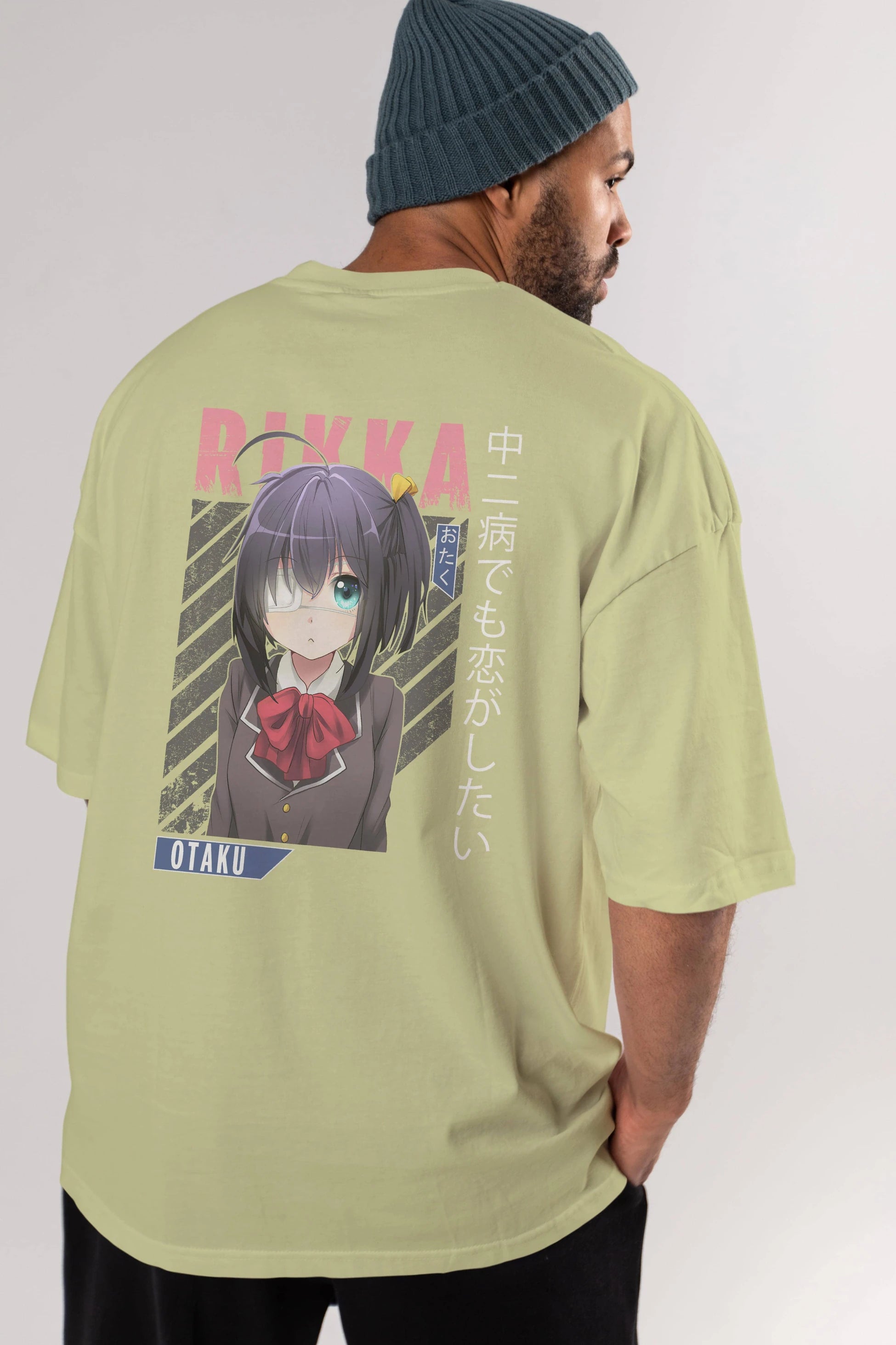 Rikka Takanashi 9 Anime Arka Baskılı Oversize t-shirt Erkek Kadın Unisex