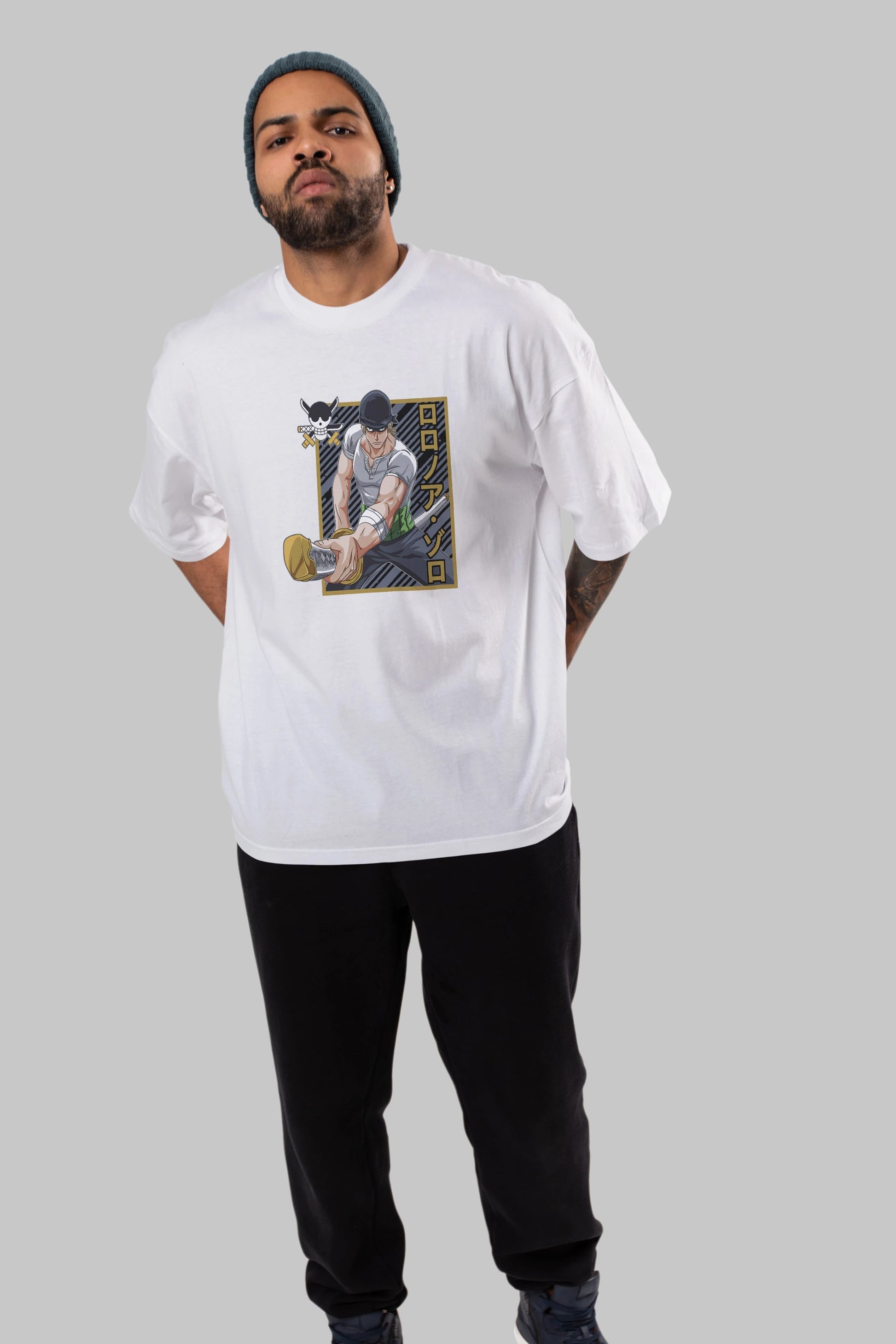 RORONOA ZORO Anime Ön Baskılı Oversize t-shirt %100 pamuk Erkek Kadın Unisex