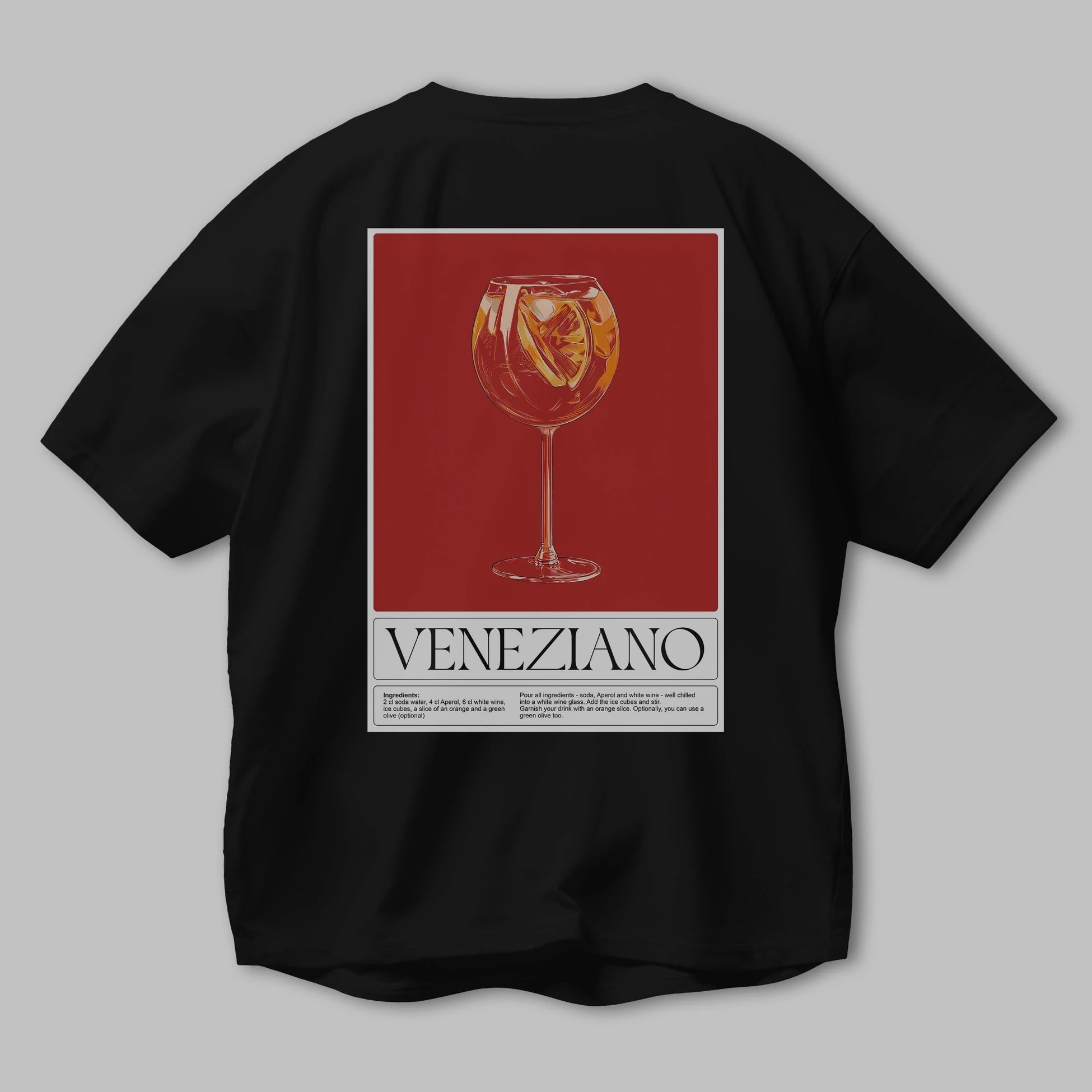 Veneziano Arka Baskılı Oversize t-shirt Erkek Kadın Unisex %100 Pamuk Bisiklet Yaka tişort