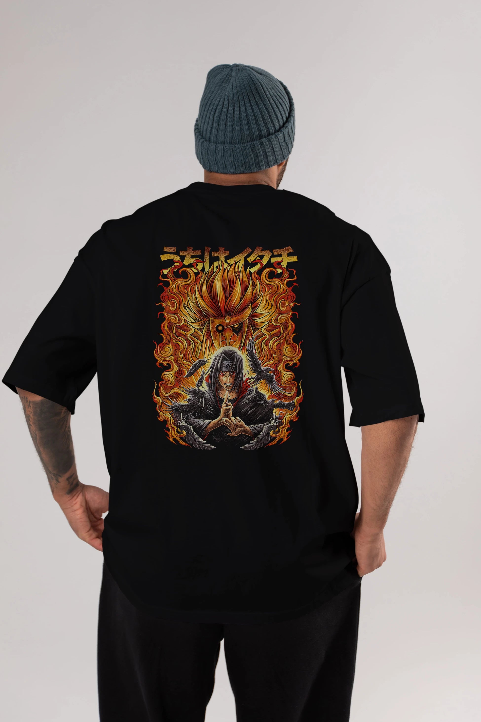 NARUTO ITACHI UCHIHA Anime Arka Baskılı Oversize t-shirt Erkek Kadın Unisex