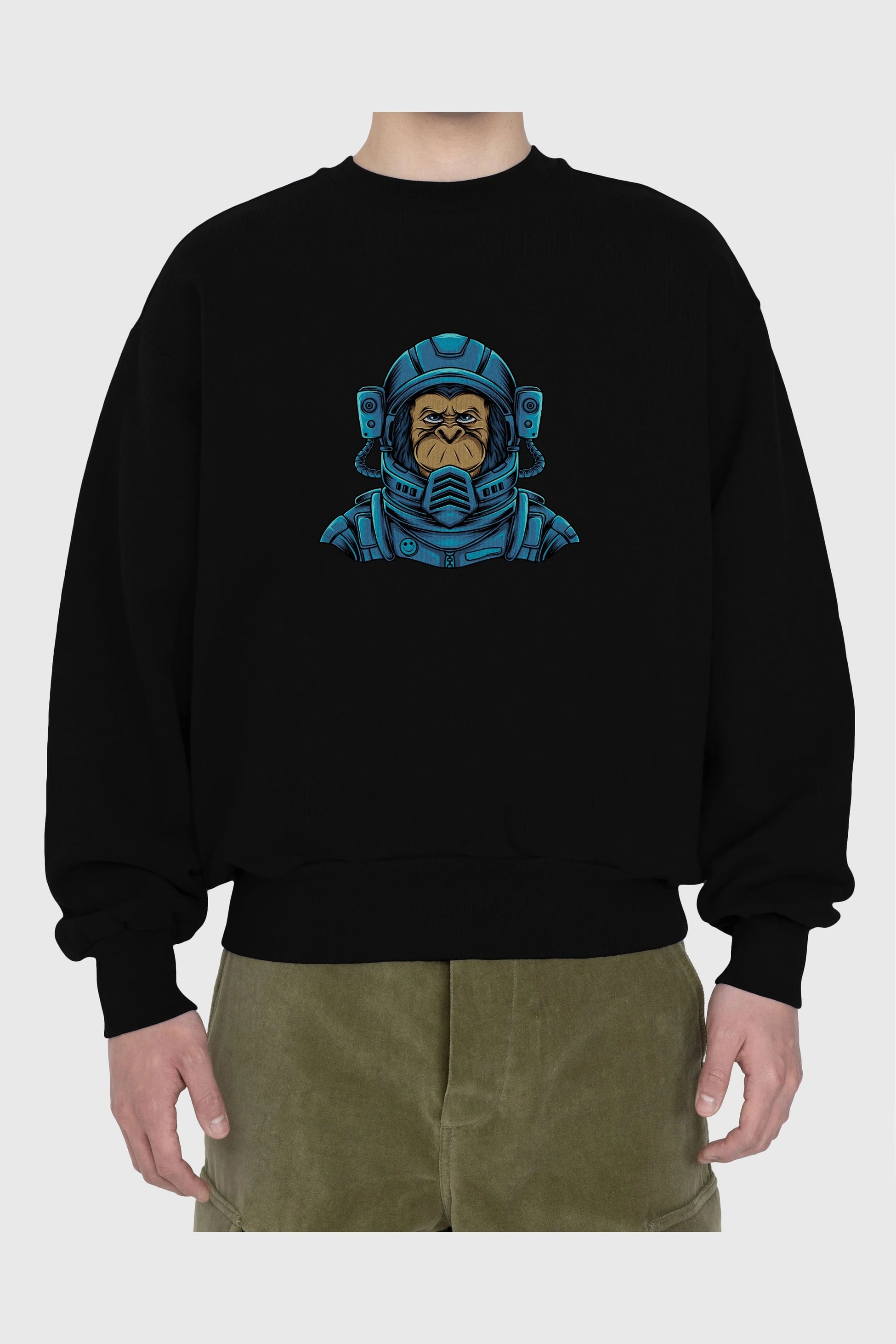 Astromonkey Ön Baskılı Oversize Sweatshirt Erkek Kadın Unisex