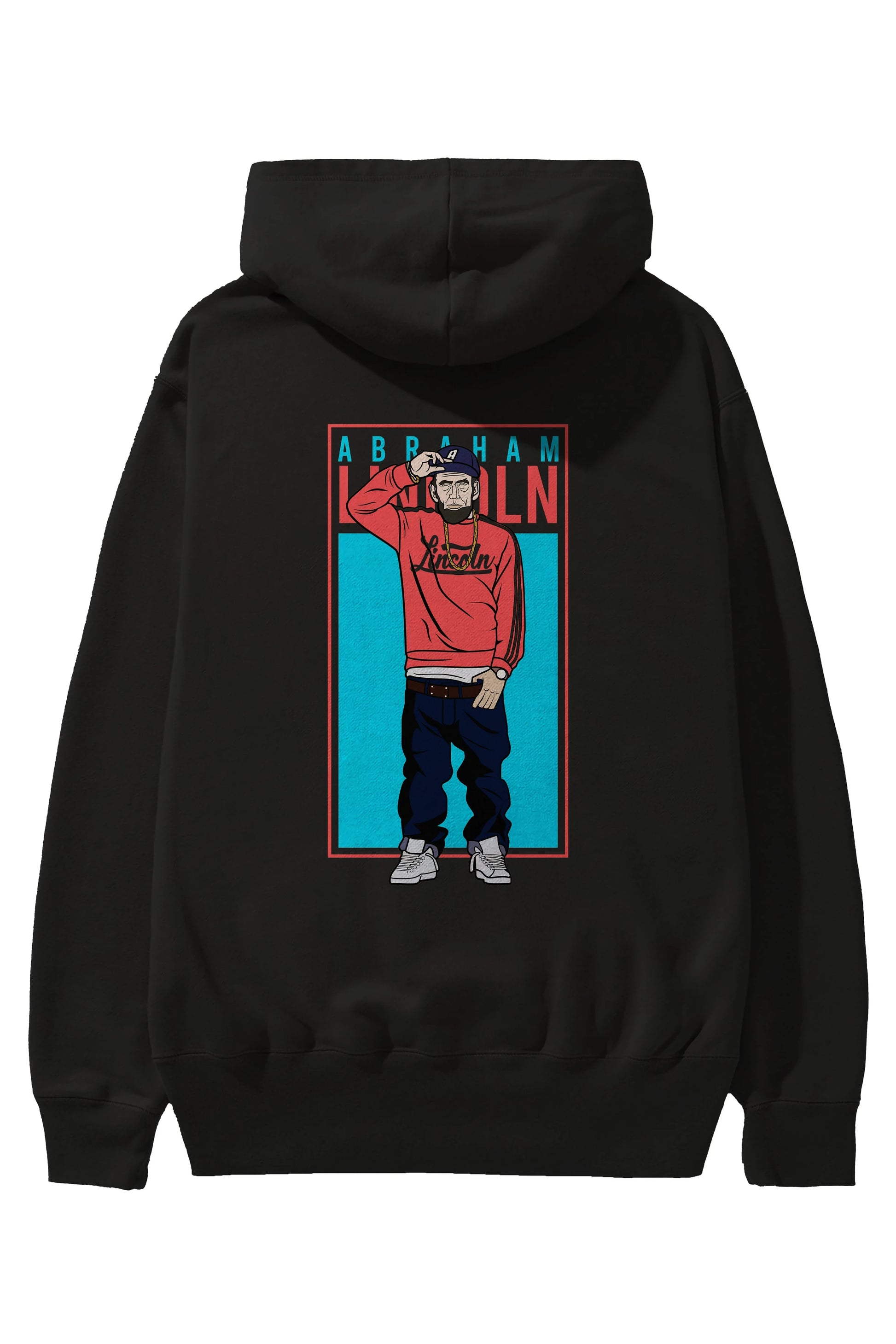 Abraham Lincoln Arka Baskılı Hoodie Oversize Kapüşonlu Sweatshirt Erkek Kadın Unisex