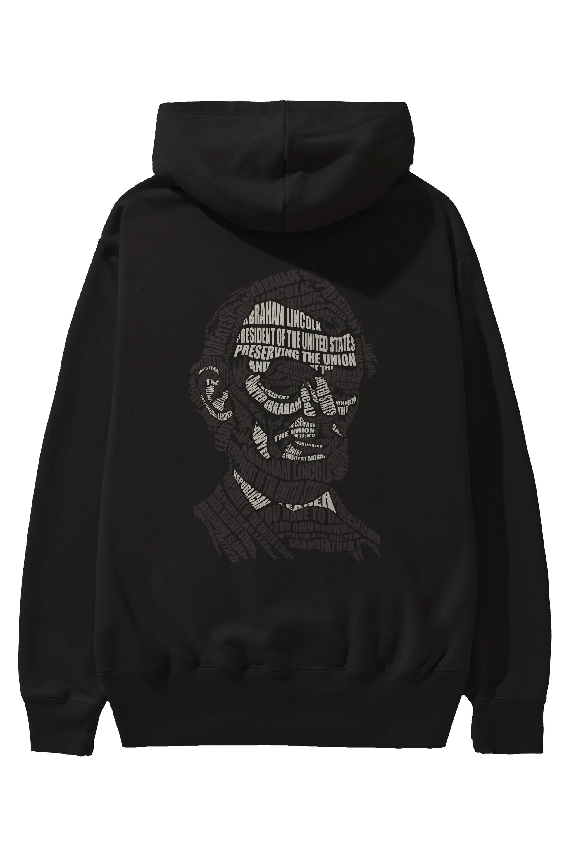 Abraham Lincoln Calligram Arka Baskılı Hoodie Oversize Kapüşonlu Sweatshirt Erkek Kadın Unisex