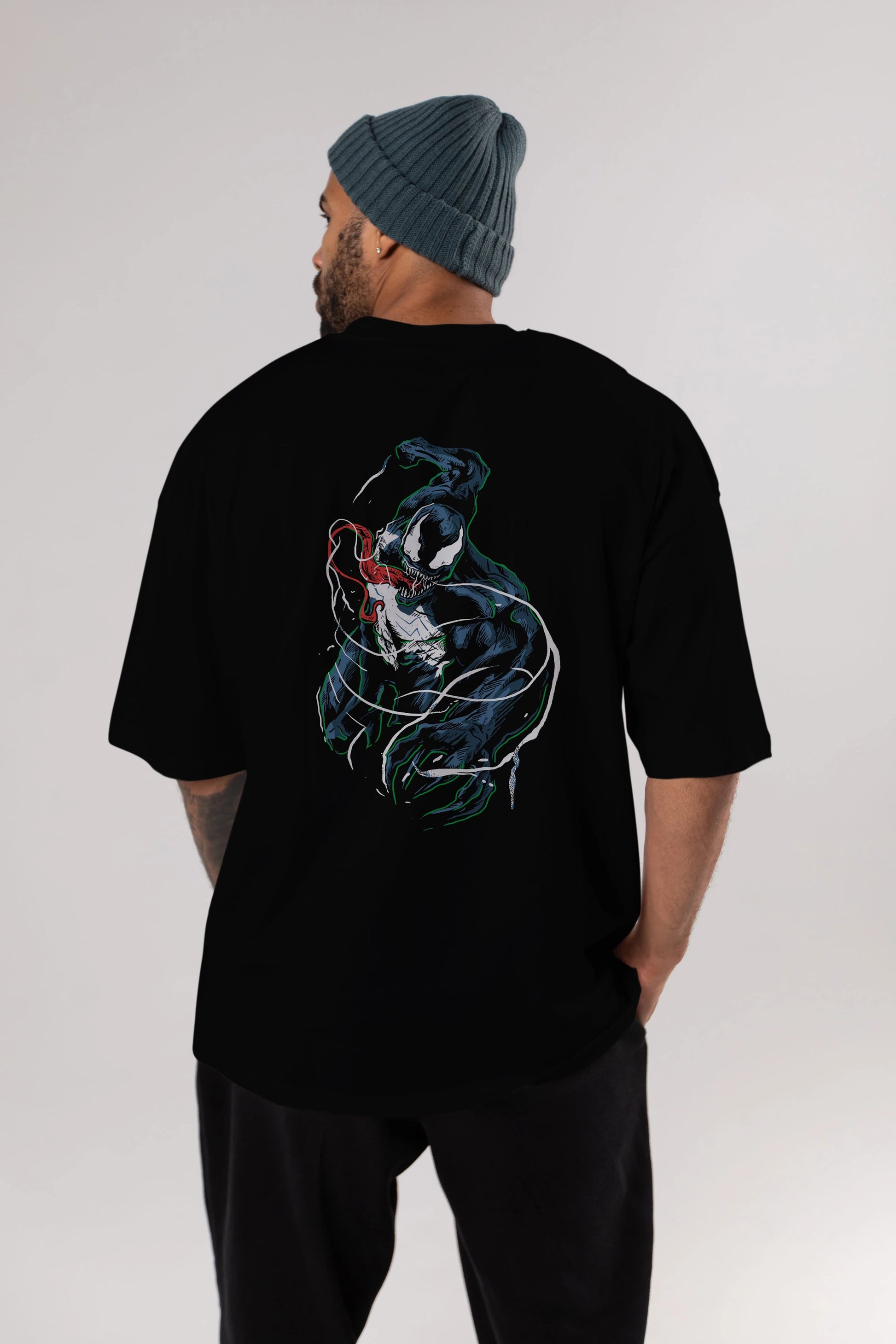 Venom (5) Arka Baskılı Oversize t-shirt Erkek Kadın Unisex %100 Pamuk Bisiklet Yaka tişort