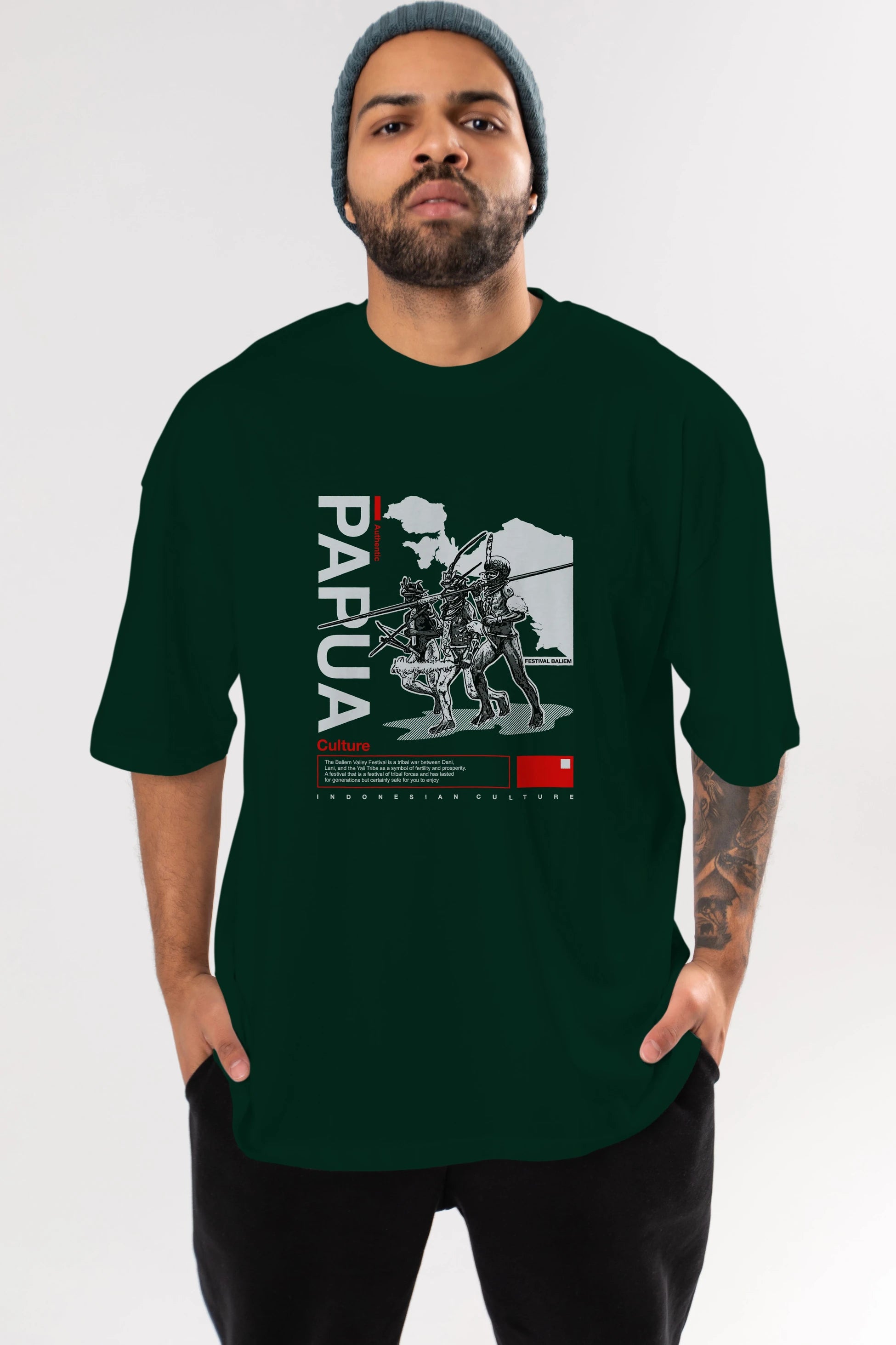 Papua Culture Ön Baskılı Oversize t-shirt Erkek Kadın Unisex