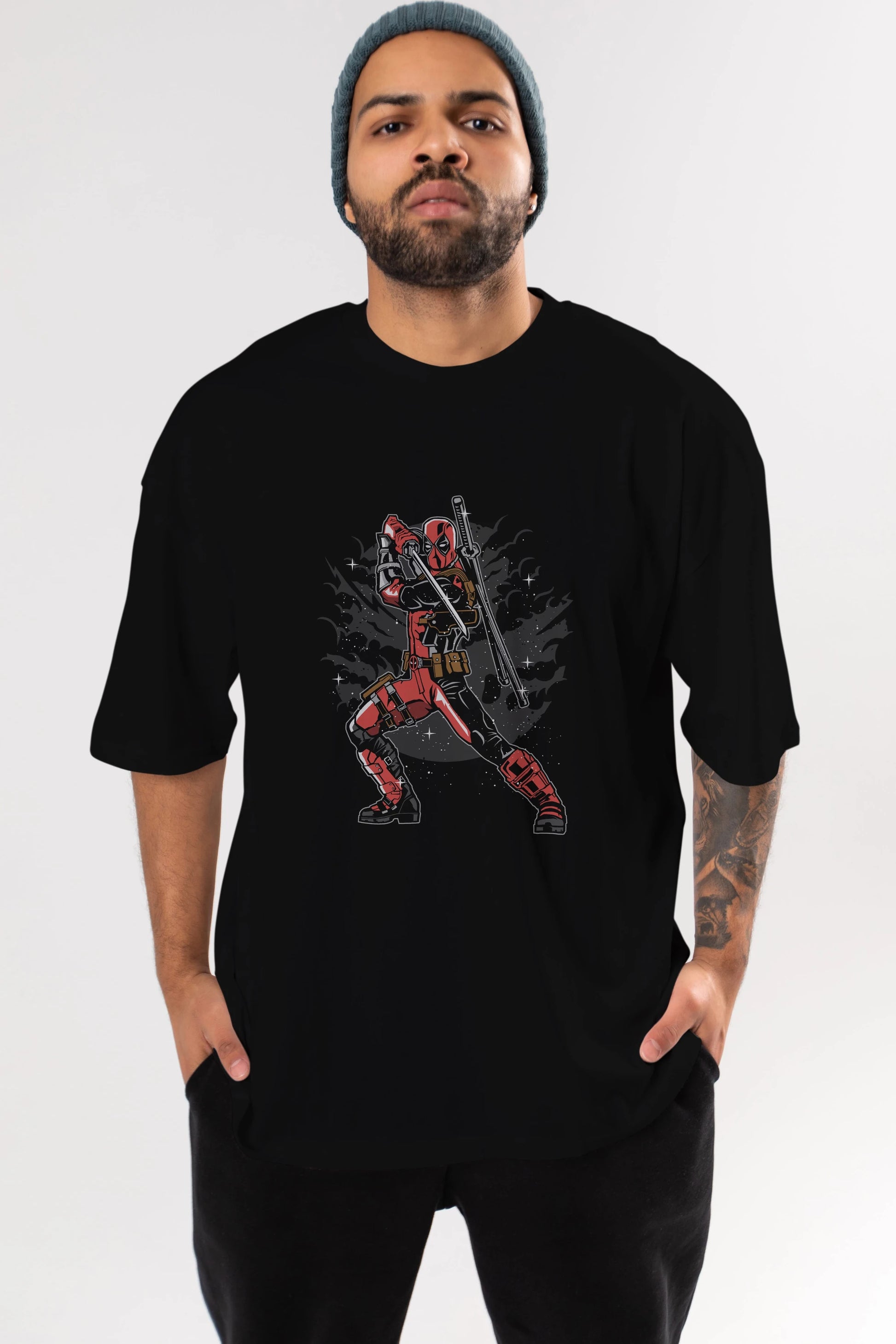 Deadpool Ön Baskılı Oversize t-shirt Erkek Kadın Unisex %100 Pamuk tişort