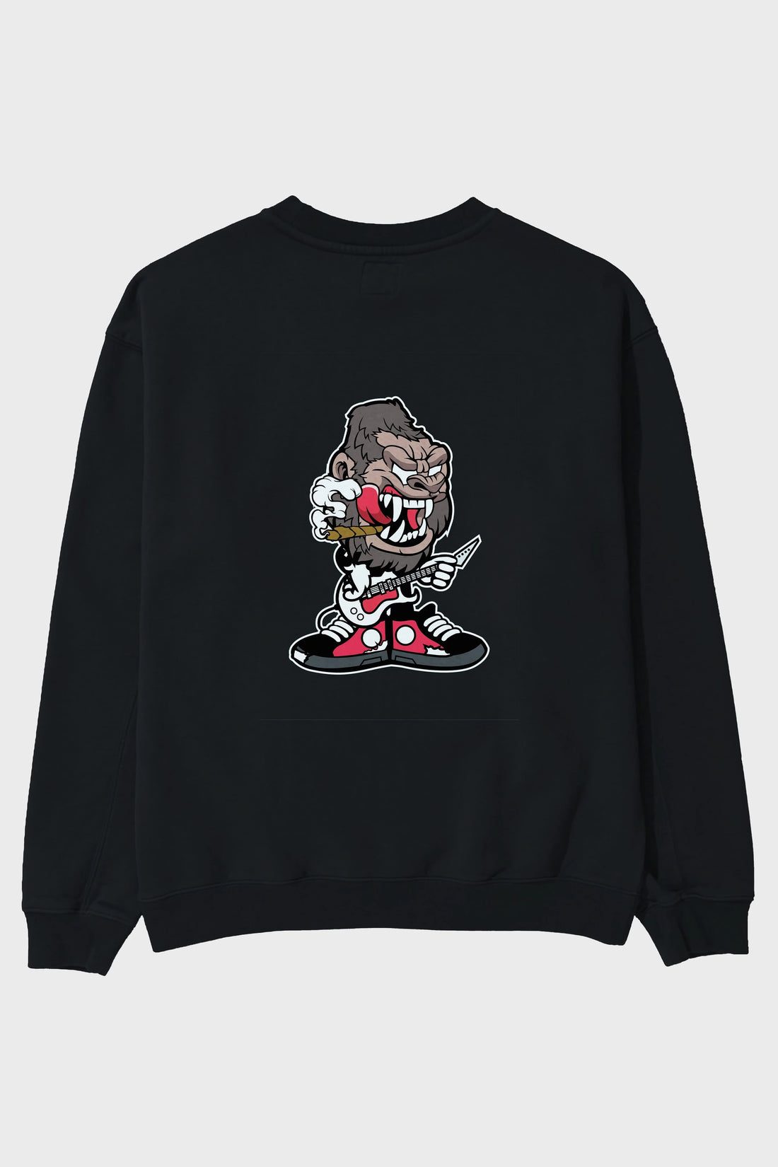 Gorilla Rock Star Arka Baskılı Oversize Sweatshirt Erkek Kadın Unisex