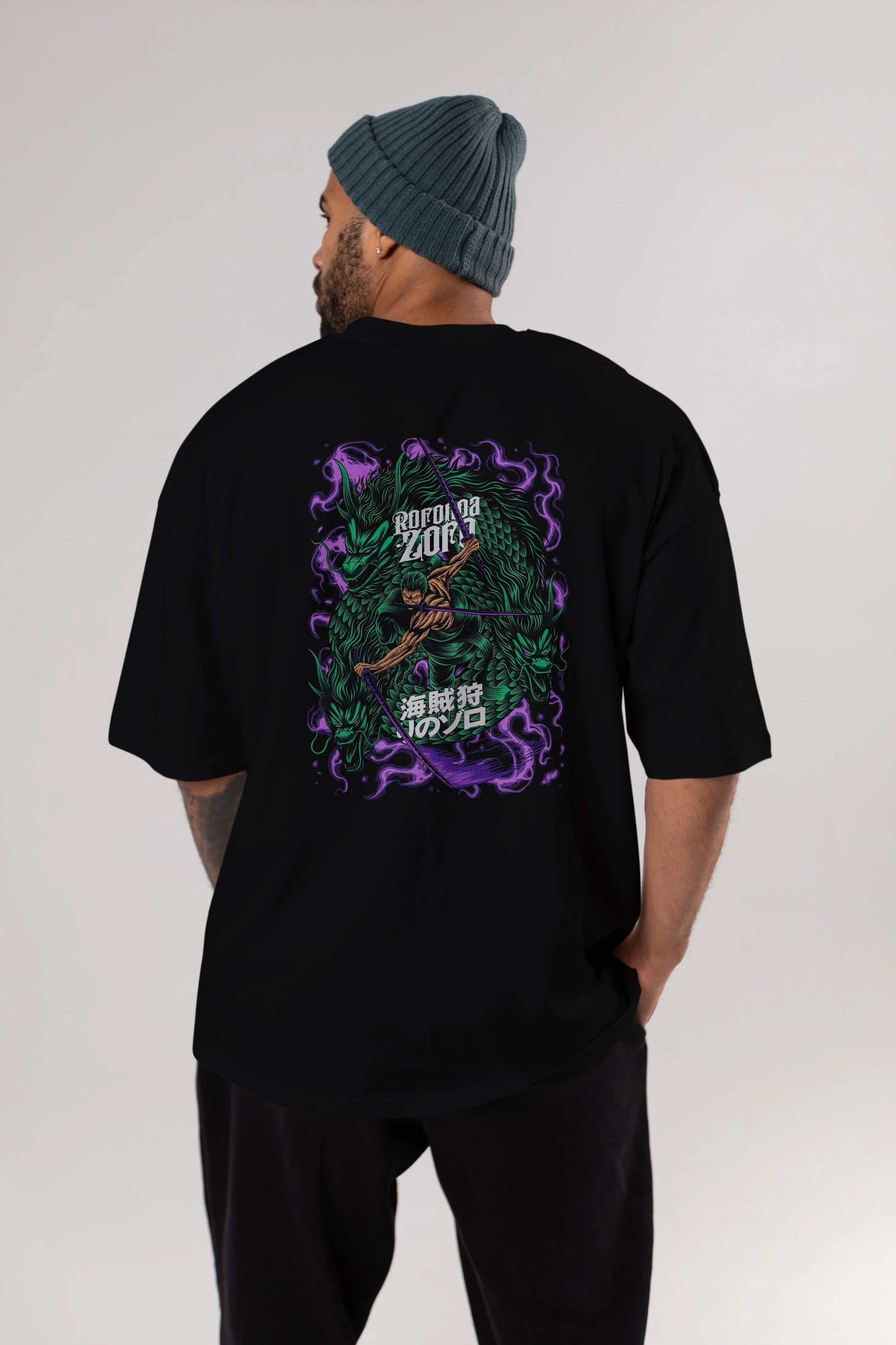 RORONOA ZORO 5 Anime Arka Baskılı Oversize t-shirt Erkek Kadın Unisex