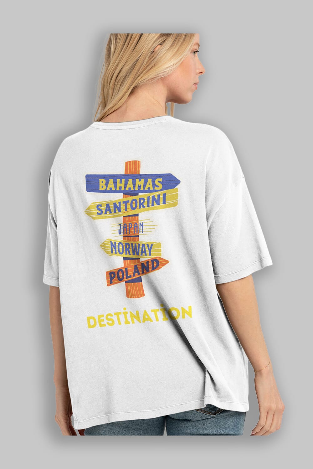 Destination Yazılı Arka Baskılı Oversize t-shirt Erkek Kadın Unisex