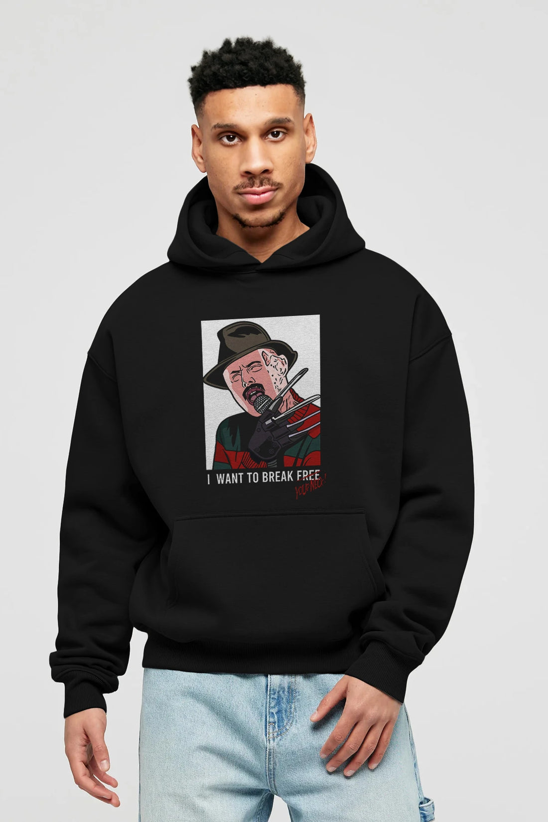 Freddy Merkrueger Ön Baskılı Hoodie Oversize Kapüşonlu Sweatshirt Erkek Kadın Unisex