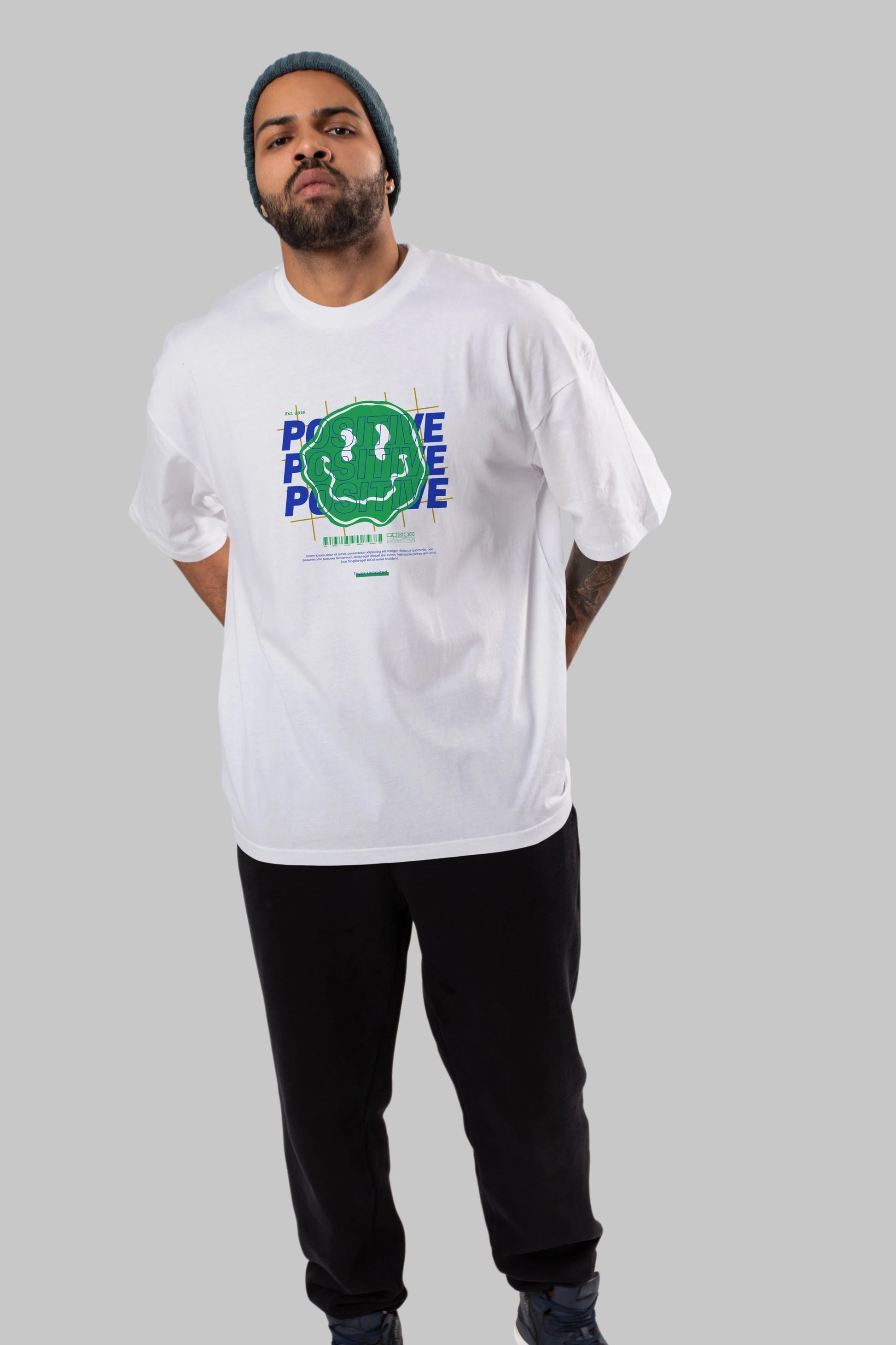 Positive 2 Ön Baskılı Oversize t-shirt Erkek Kadın Unisex