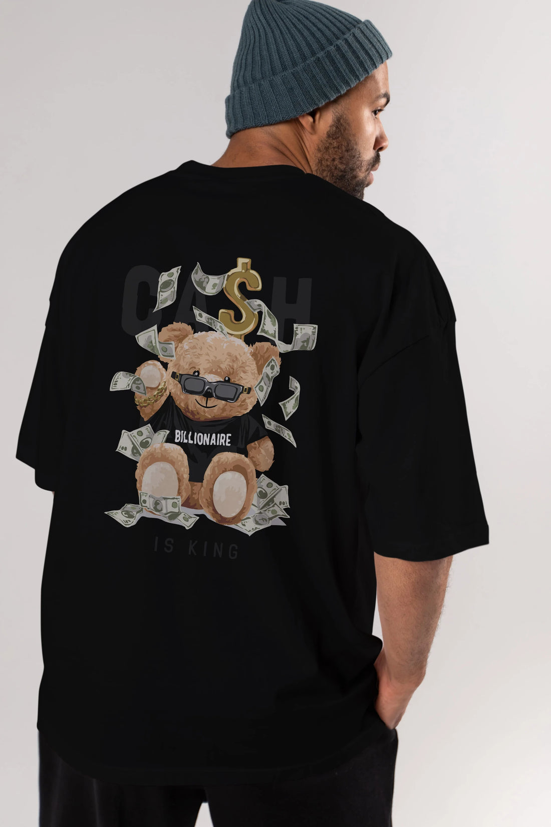 Teddy Bear Billionaire Arka Baskılı Oversize t-shirt Erkek Kadın Unisex %100 Pamuk