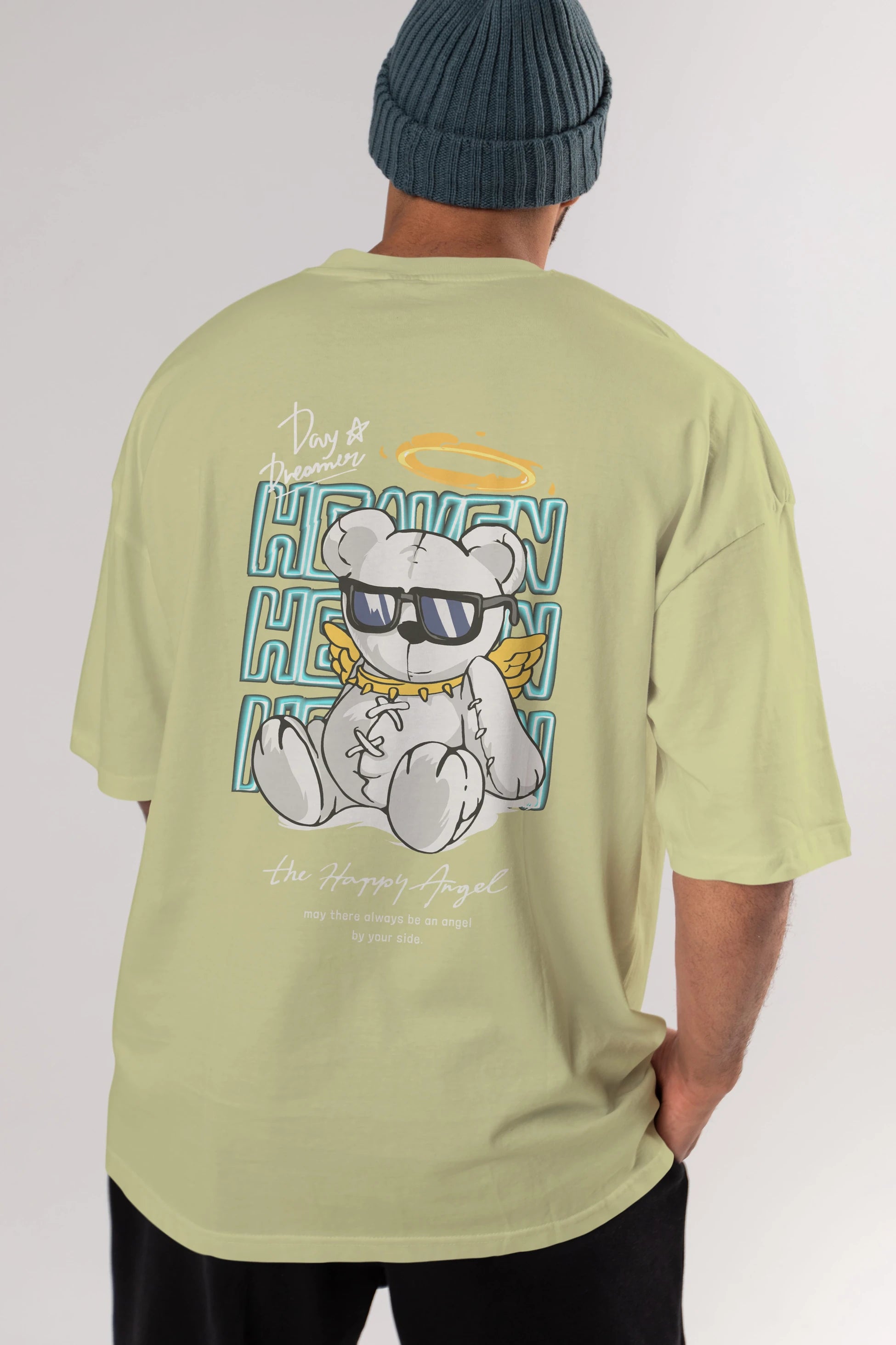 Heaven Bear Arka Baskılı Oversize t-shirt Erkek Kadın Unisex