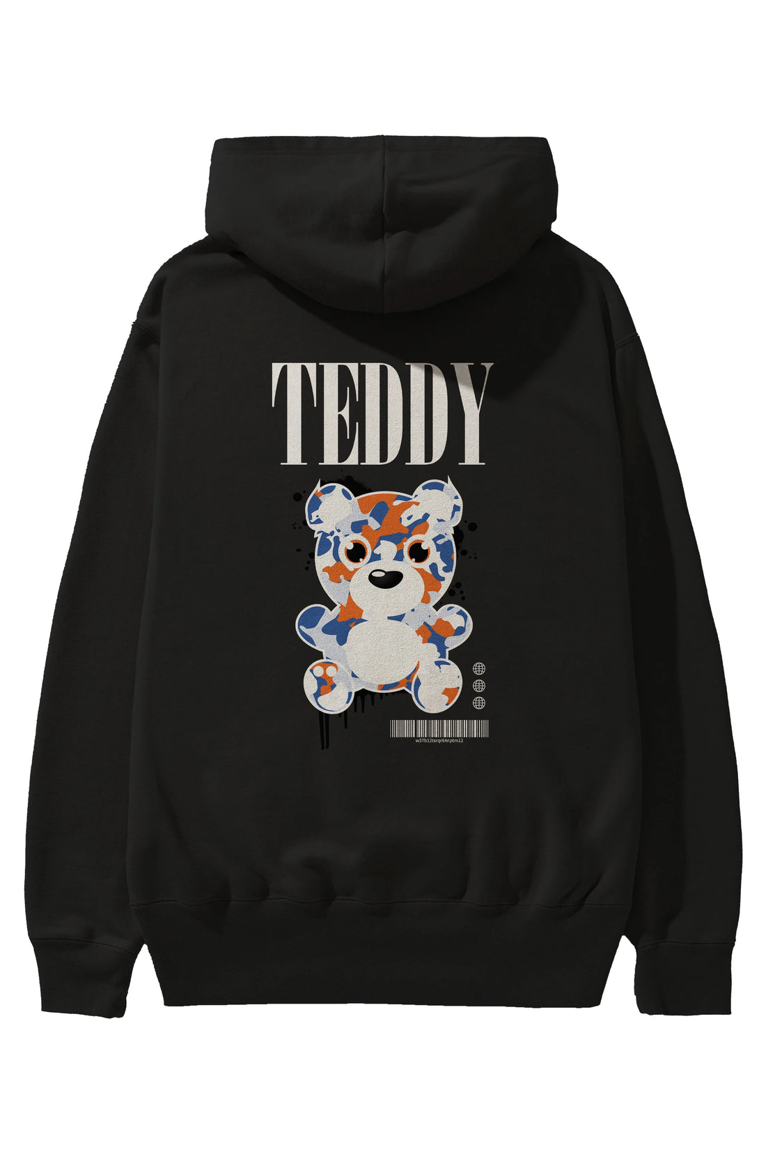 Teddy Bear Streetwear Arka Baskılı Hoodie Oversize Kapüşonlu Sweatshirt Erkek Kadın Unisex
