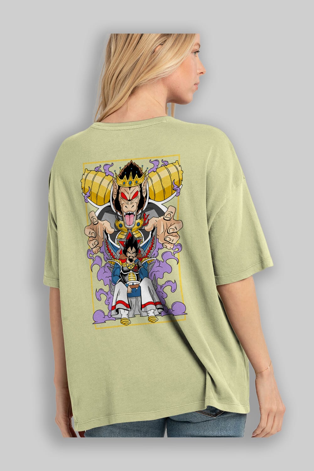 DragonBall ReyVegeta Anime Arka Baskılı Oversize t-shirt Erkek Kadın Unisex