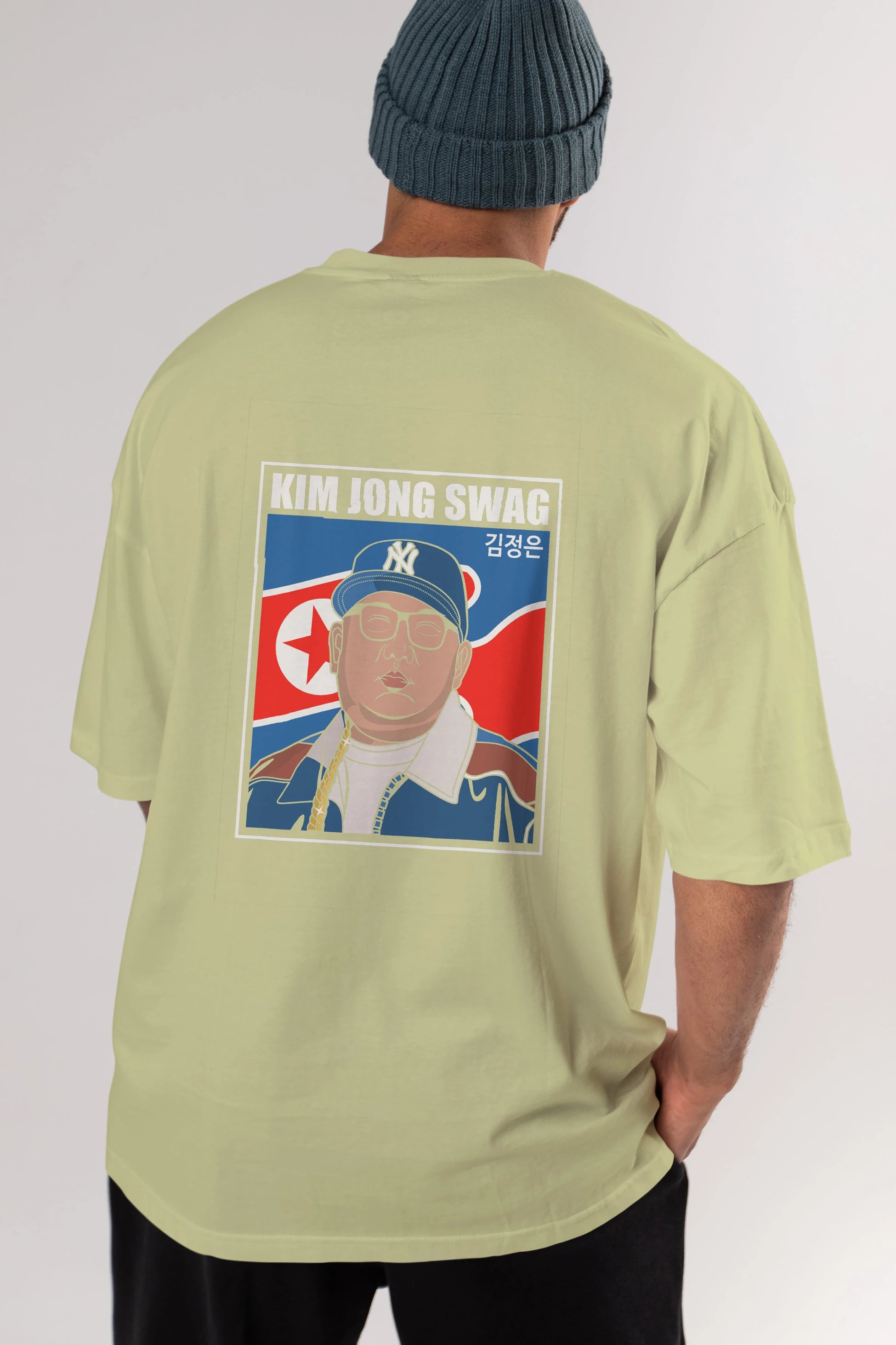King Jong Swag Arka Baskılı Oversize t-shirt Erkek Kadın Unisex %100 Pamuk tişort