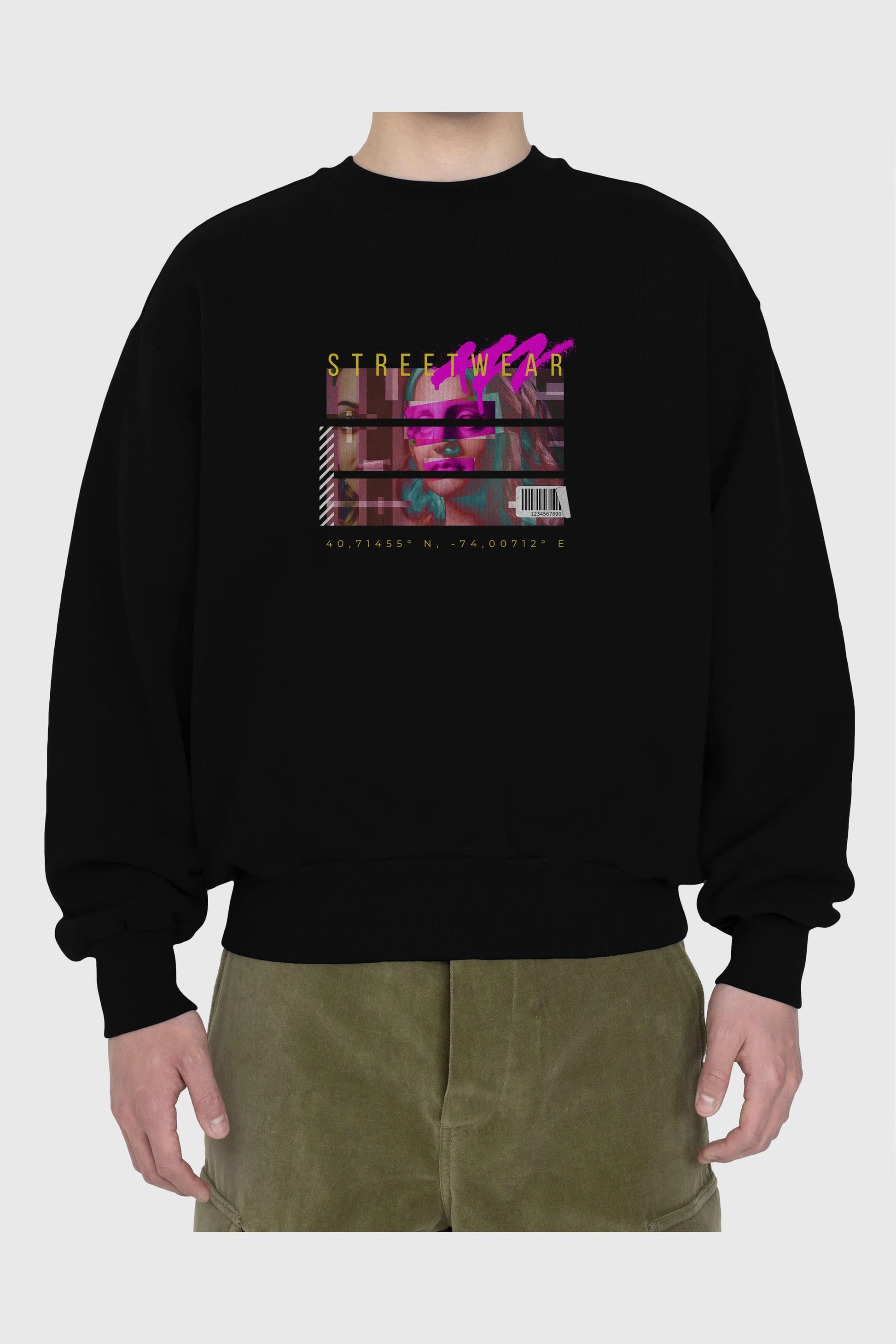 Futuristic Streetwear 2 Ön Baskılı Oversize Sweatshirt Erkek Kadın Unisex