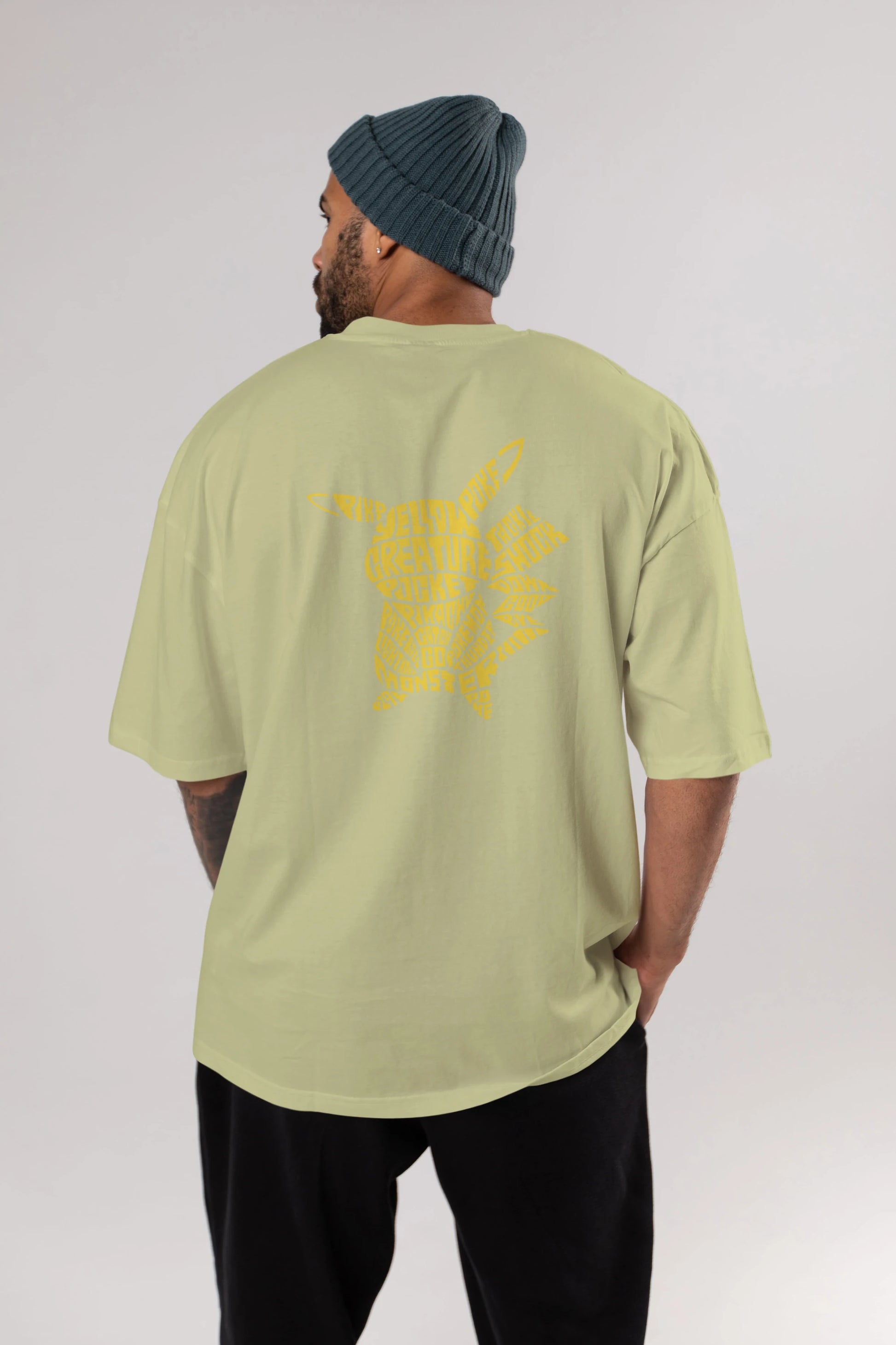 Pocket Monster Arka Baskılı Oversize t-shirt %100 pamuk Erkek Kadın Unisex