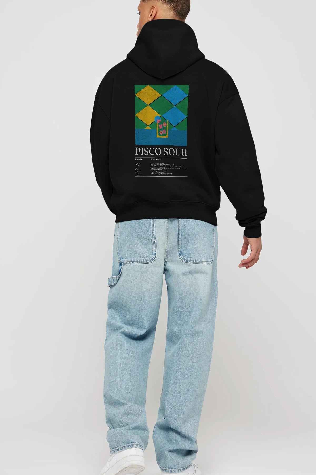 Pisco Sour Kokteyl Arka Baskılı Hoodie Oversize Kapüşonlu Sweatshirt Erkek Kadın