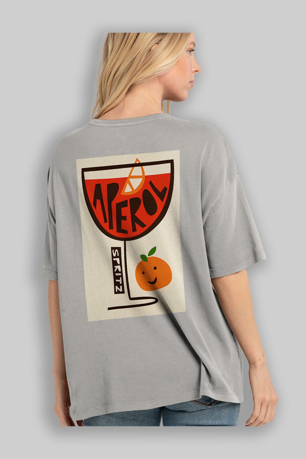 Aperol Spritz 9 Arka Baskılı Oversize t-shirt Erkek Kadın Unisex %100 Pamuk Bisiklet Yaka tişort