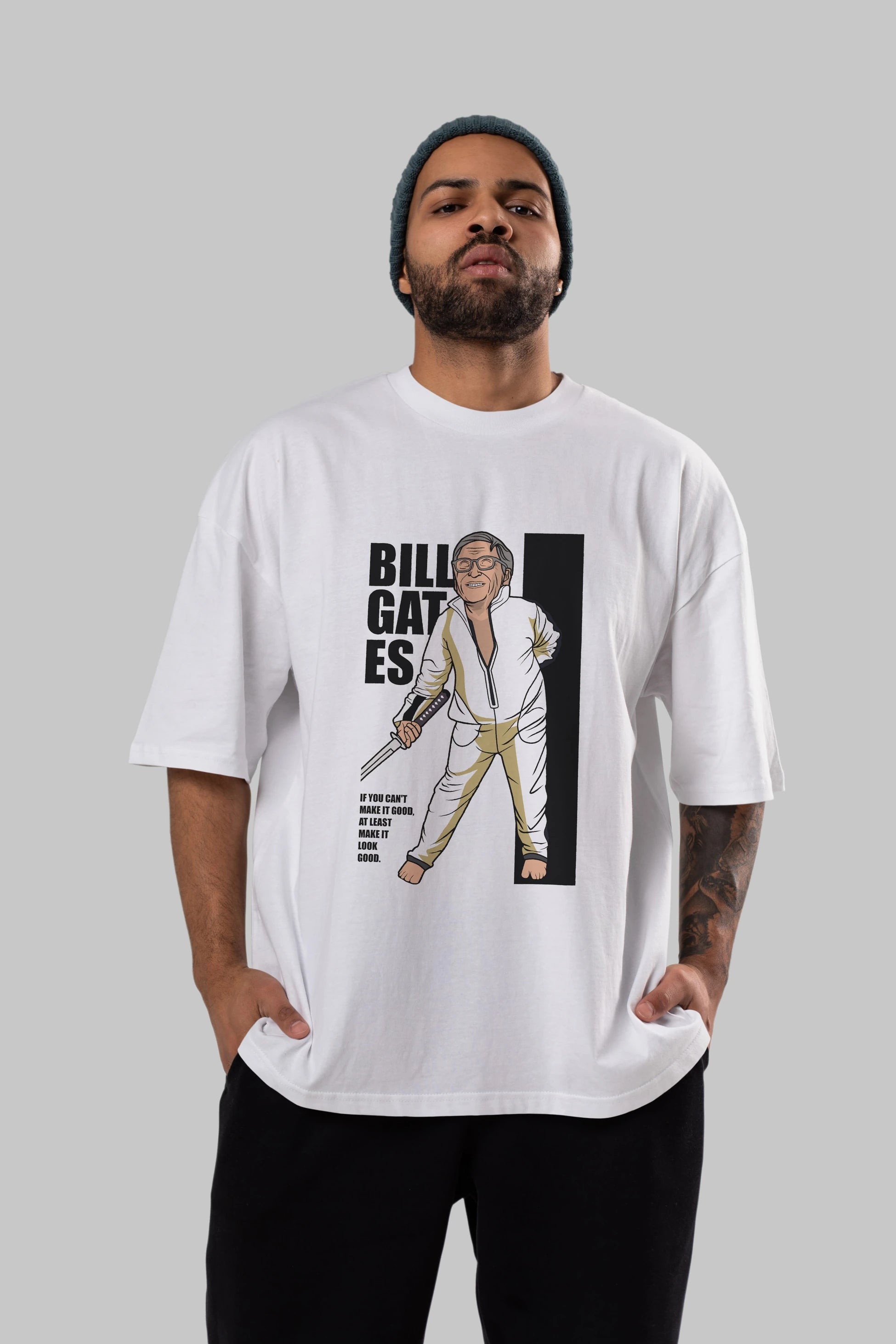 Bill Gates Ön Baskılı Oversize t-shirt Erkek Kadın Unisex %100 Pamuk tişort
