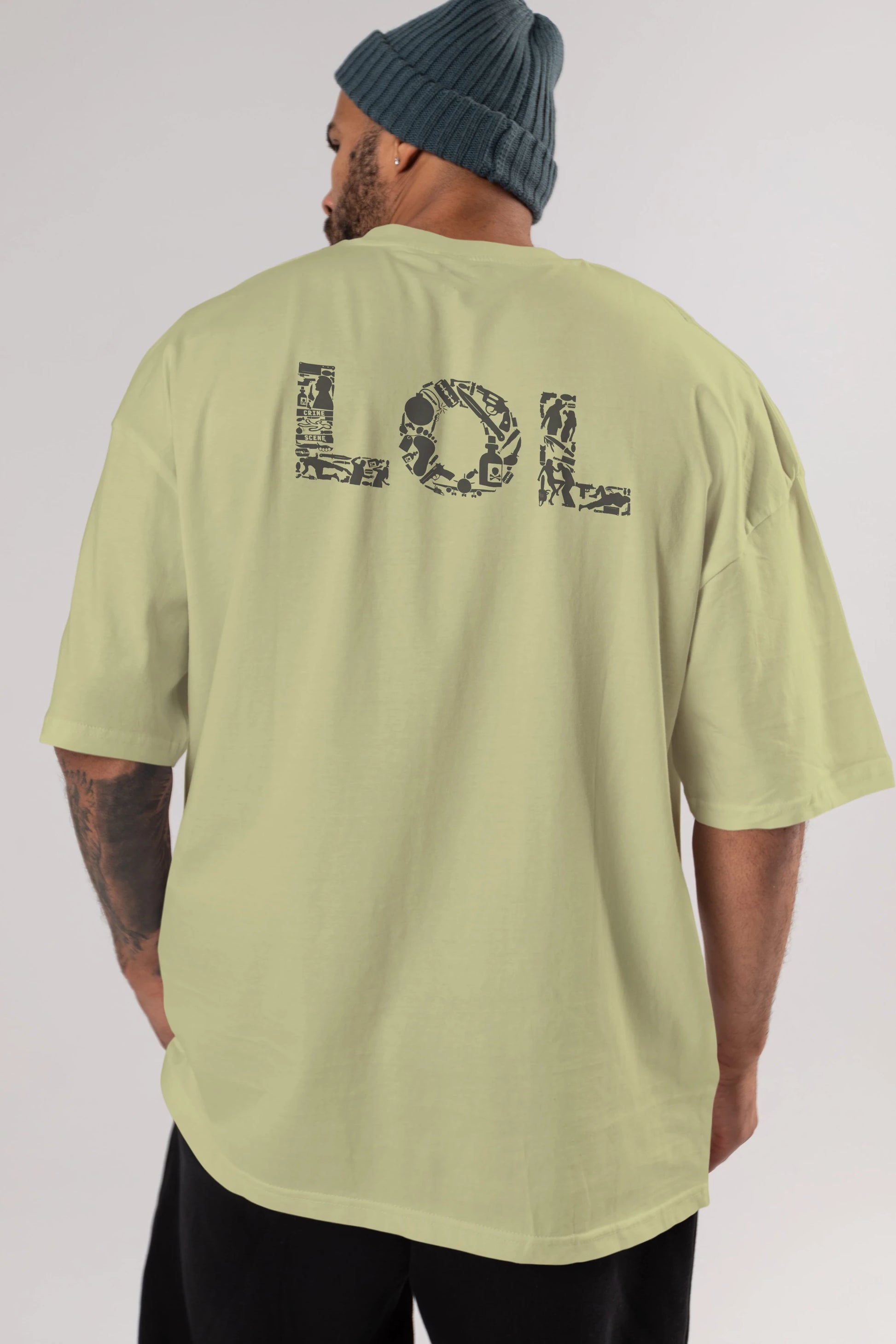 LOL Arka Baskılı Oversize t-shirt %100 pamuk Erkek Kadın Unisex