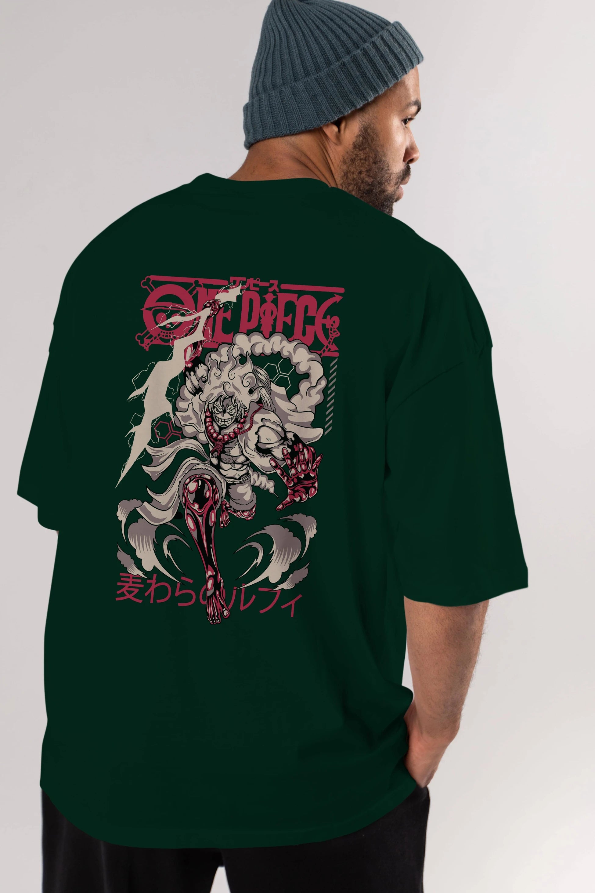 MONKEY D. LUFF-ONE PIECE 1 Anime Arka Baskılı Oversize t-shirt Erkek Kadın Unisex