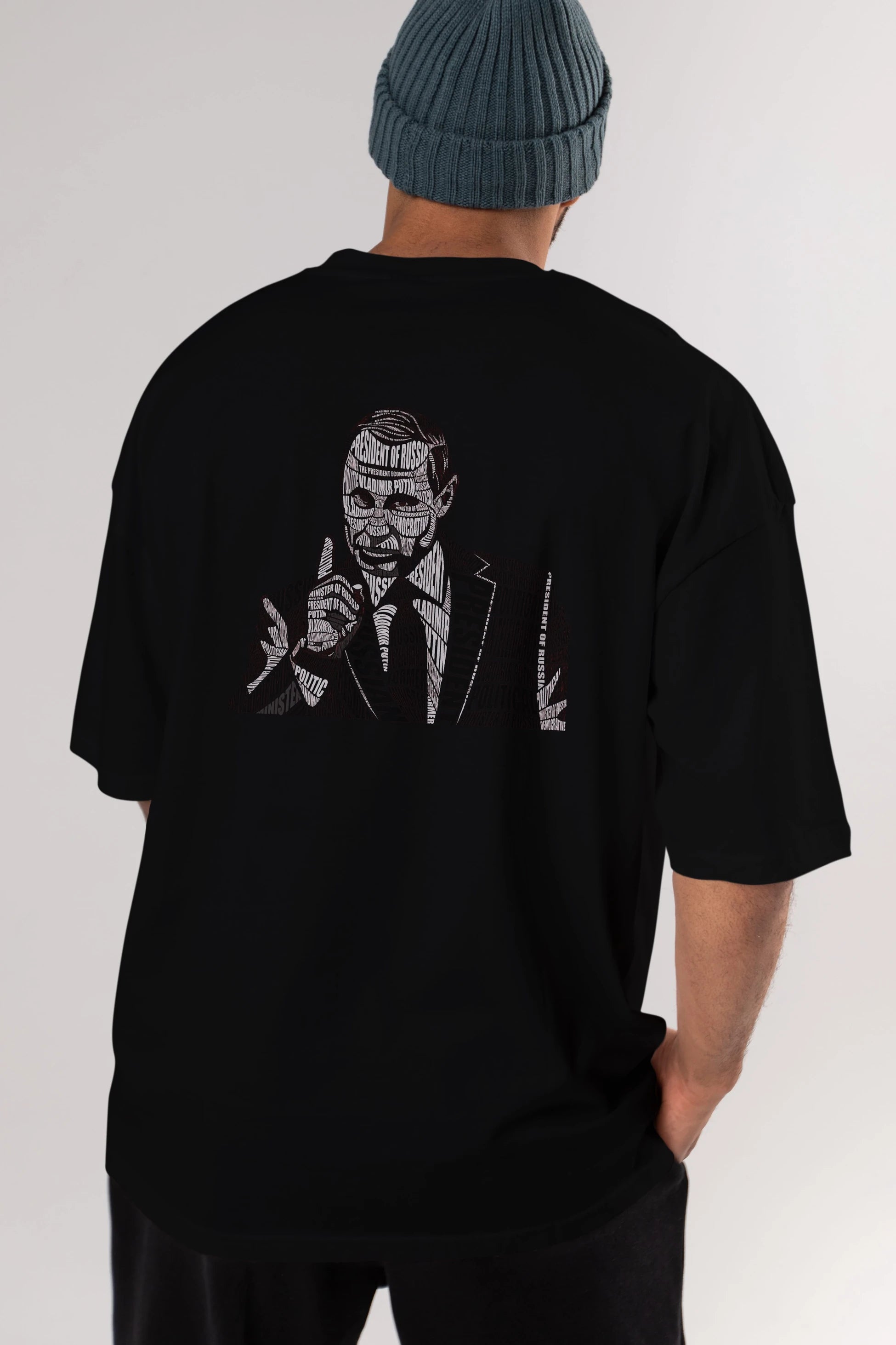 Putin Calligram Arka Baskılı Oversize t-shirt %100 pamuk Erkek Kadın Unisex