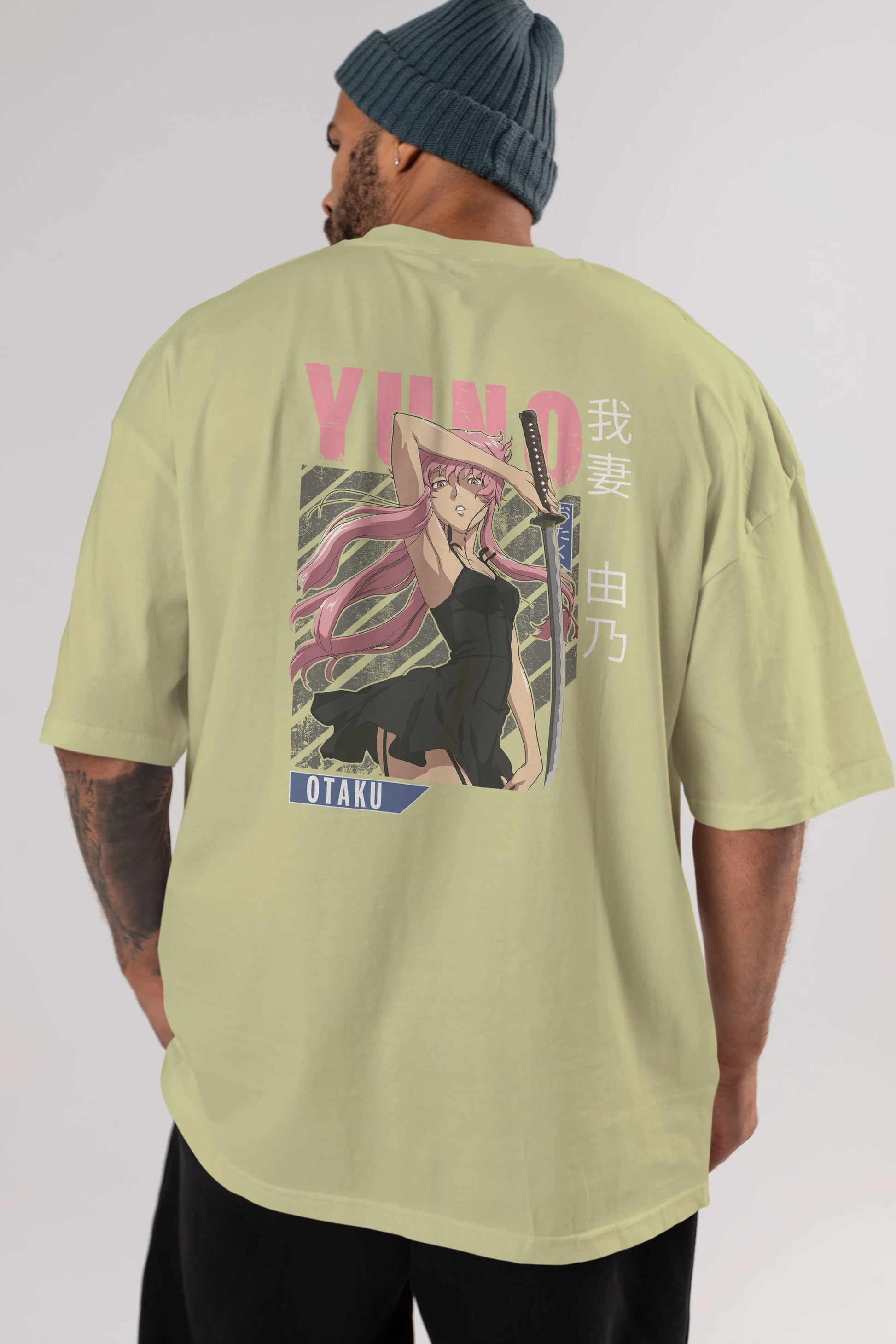 Yuno Gasai 5 Anime Arka Baskılı Oversize t-shirt Erkek Kadın Unisex