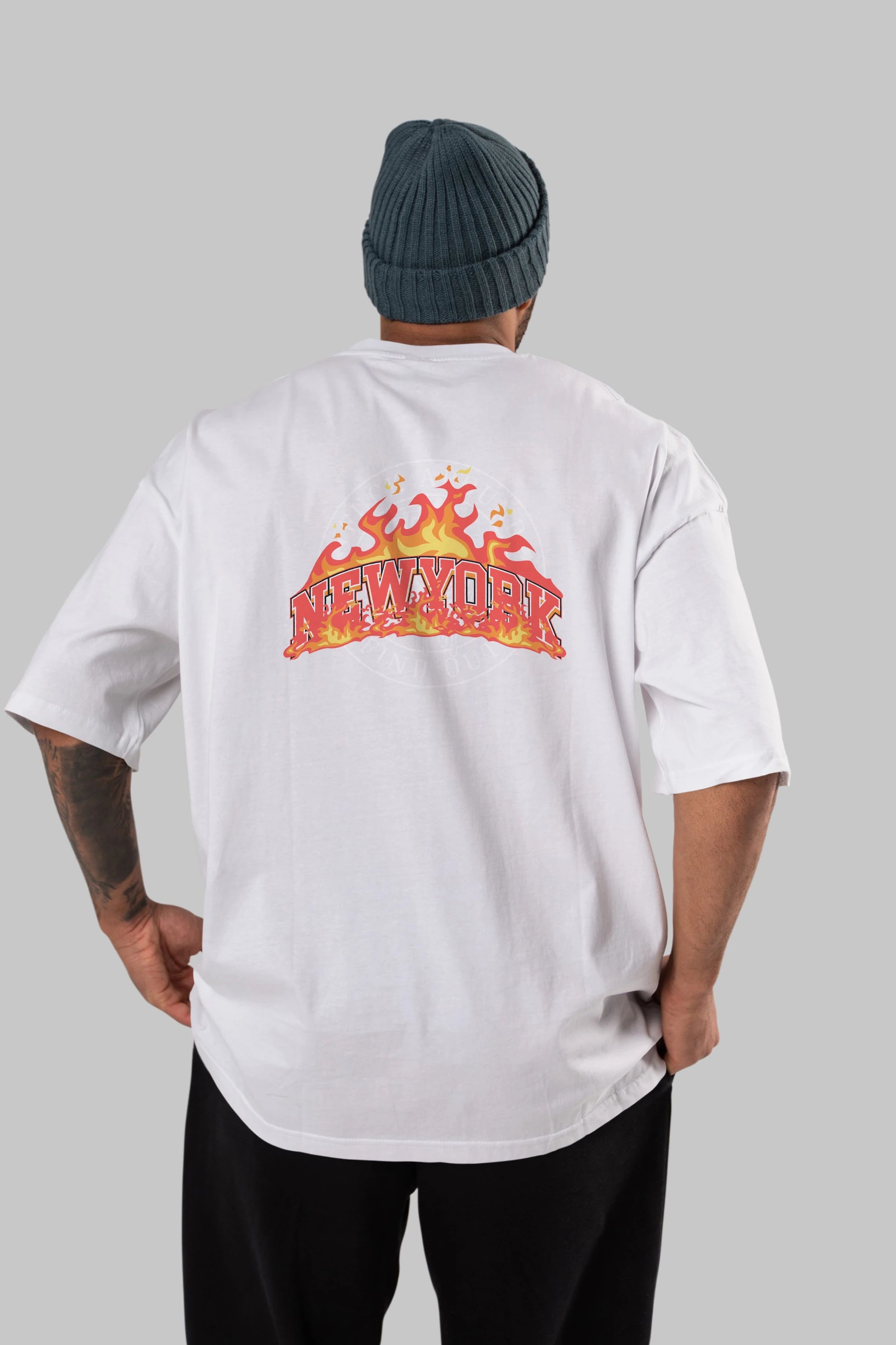 Newyork Style Arka Baskılı Oversize t-shirt Erkek Kadın Unisex
