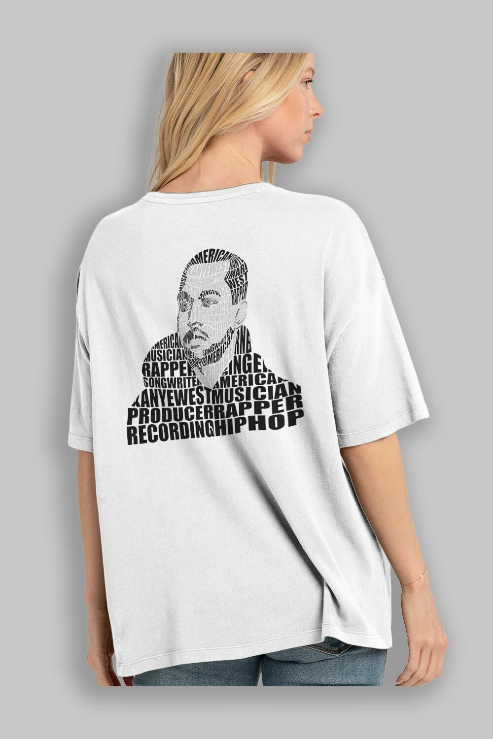 Kanye West Calligram Arka Baskılı Oversize t-shirt %100 pamuk Erkek Kadın Unisex