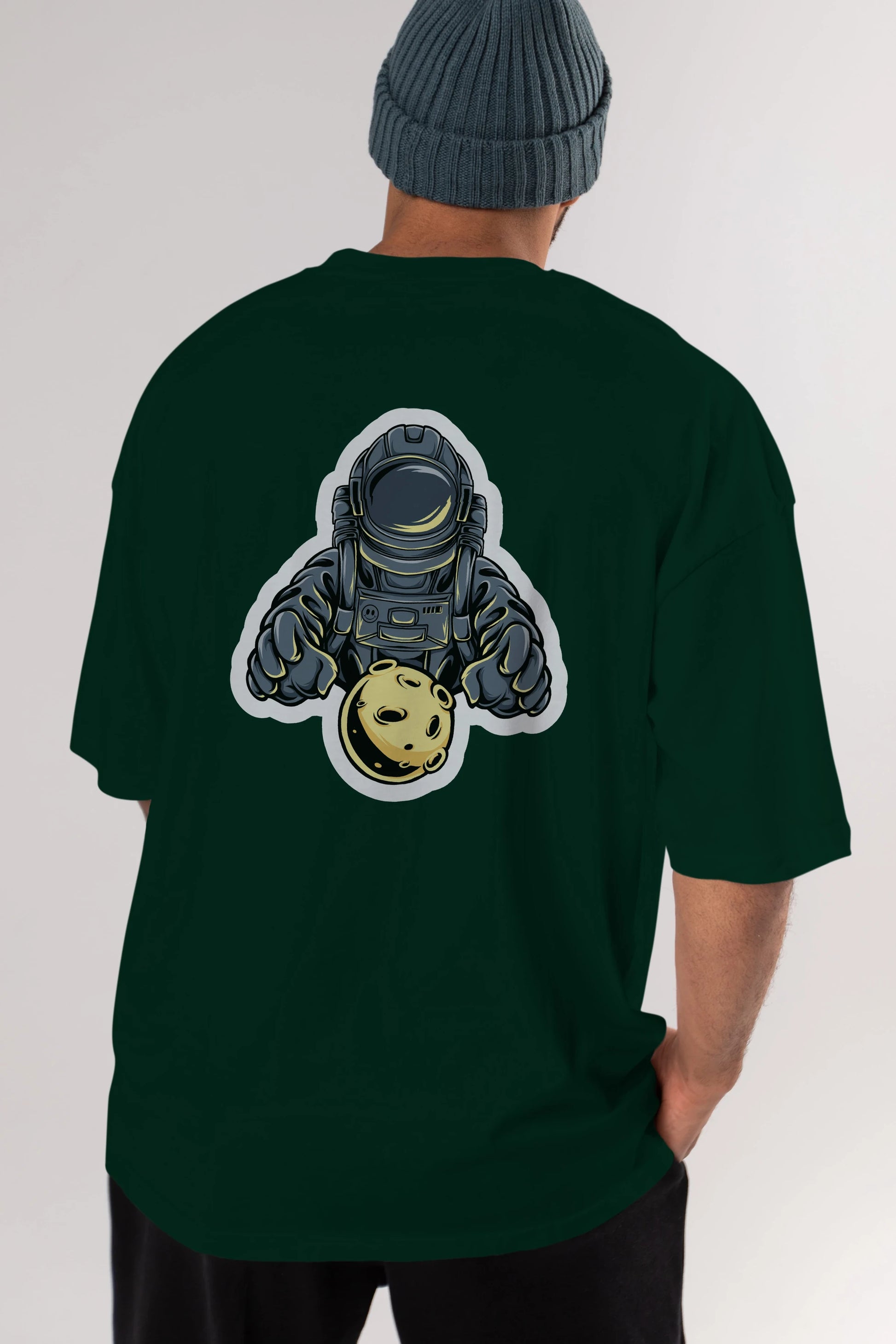Astromoon sticker Arka Baskılı Oversize t-shirt Erkek Kadın Unisex