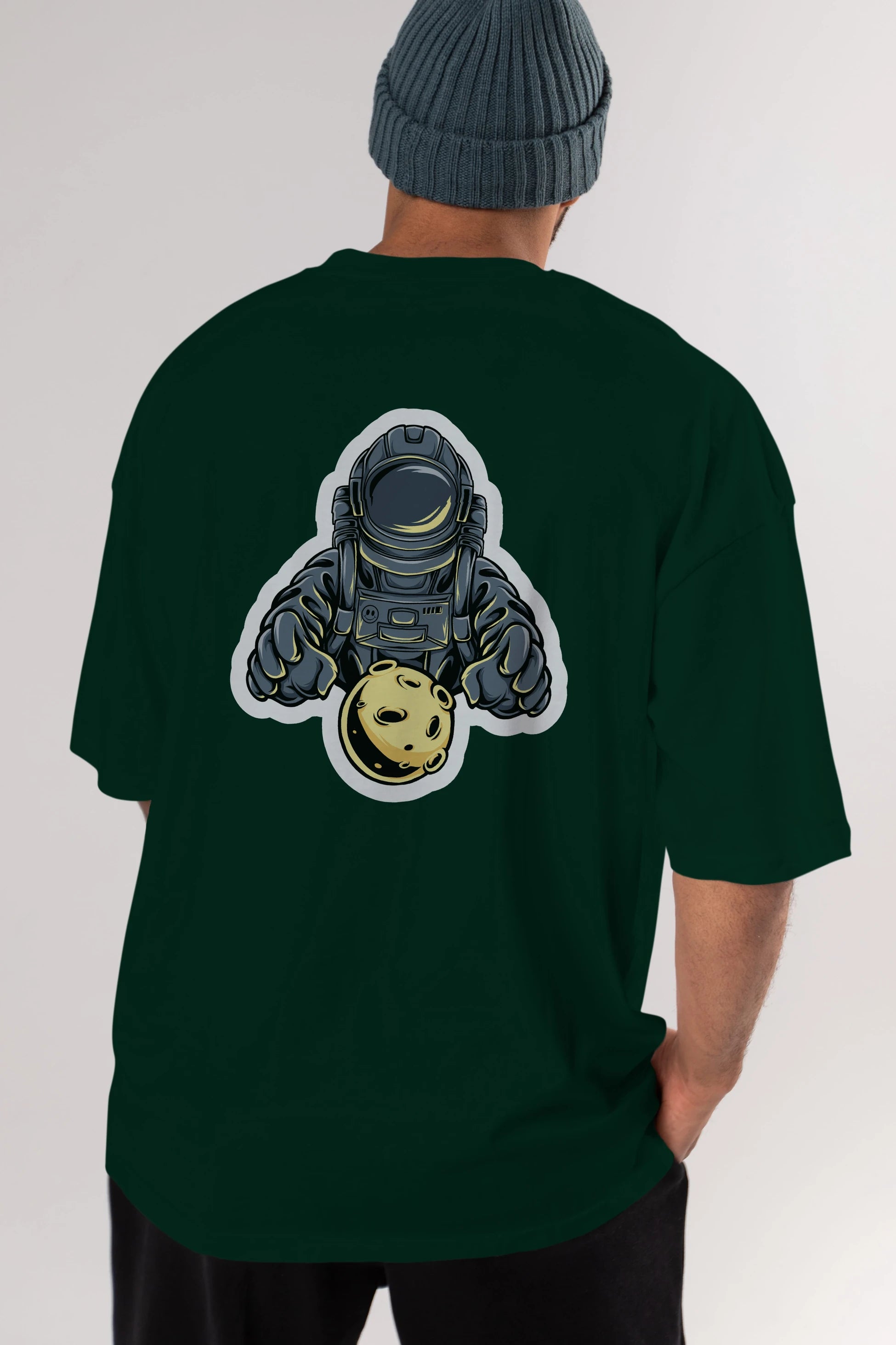 Astromoon sticker Arka Baskılı Oversize t-shirt Erkek Kadın Unisex