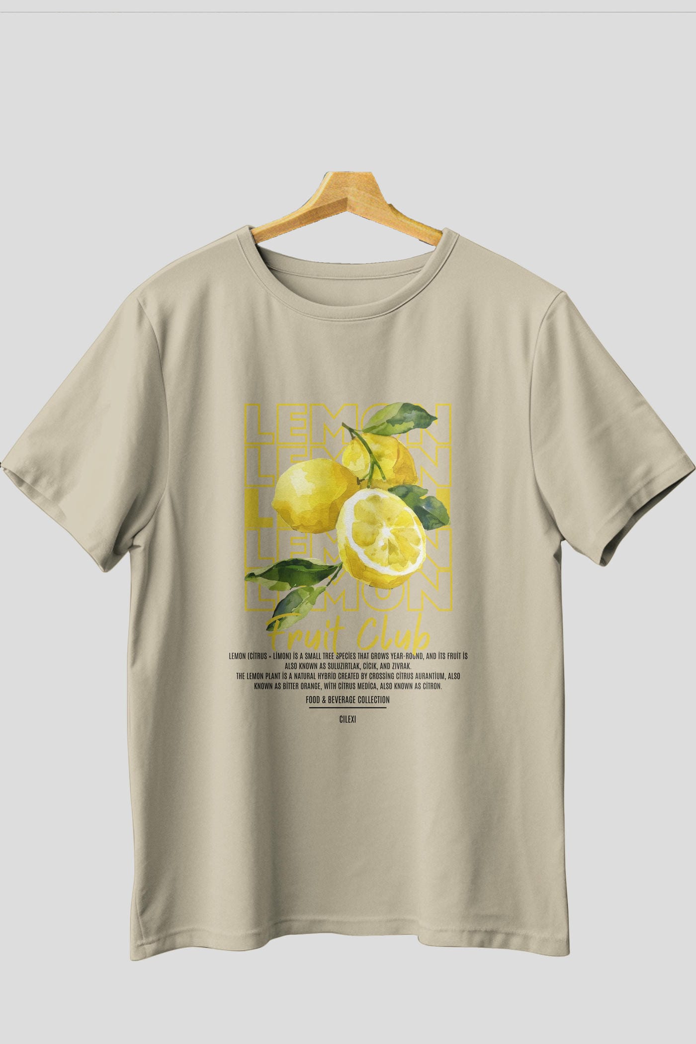 Lemon Ön Baskılı Oversize t-shirt Erkek Kadın Pamuk Bisiklet Yaka tişort
