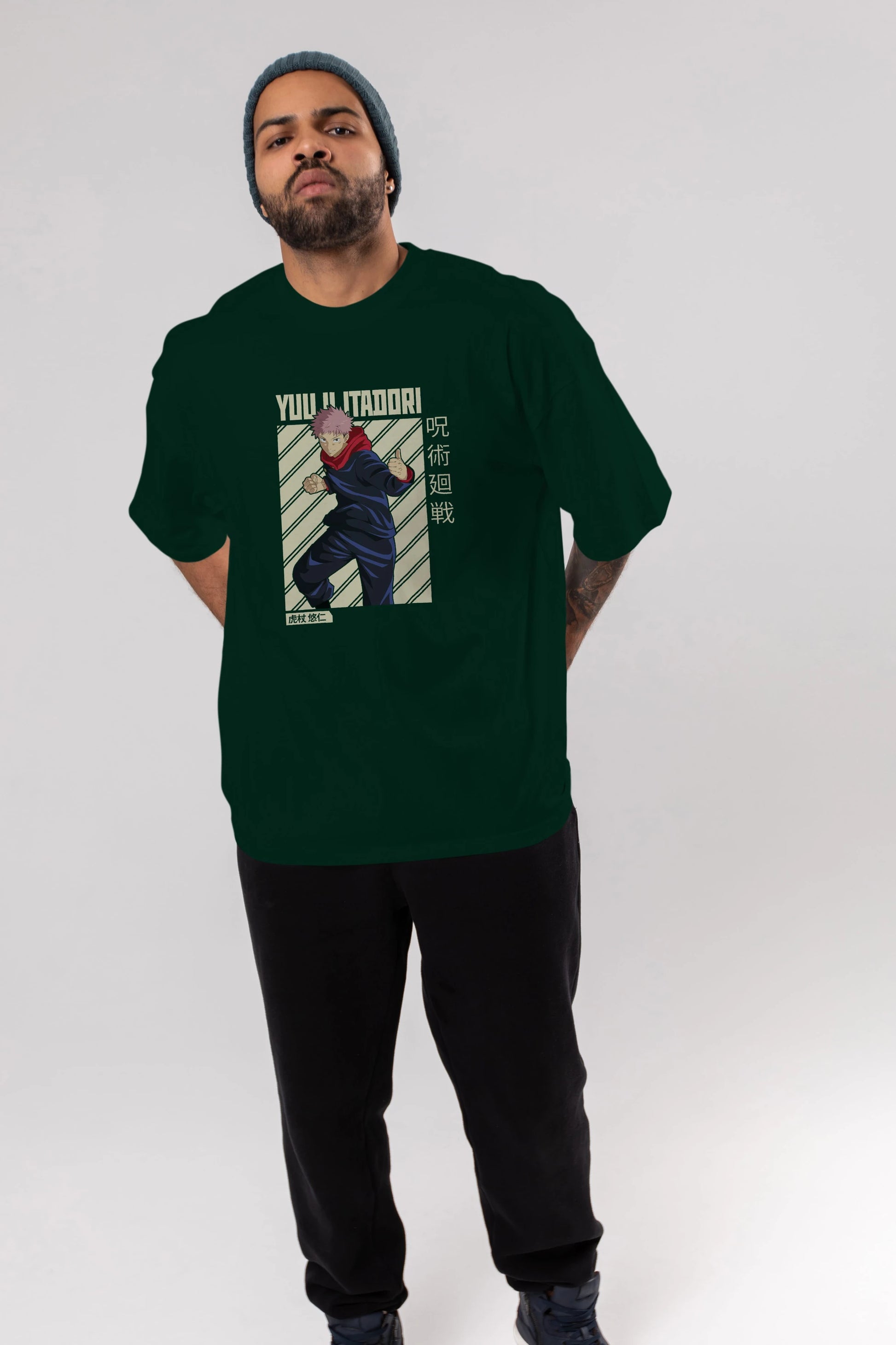 Yuuji Itadori 1 Anime Ön Baskılı Oversize t-shirt %100 pamuk Erkek Kadın Unisex