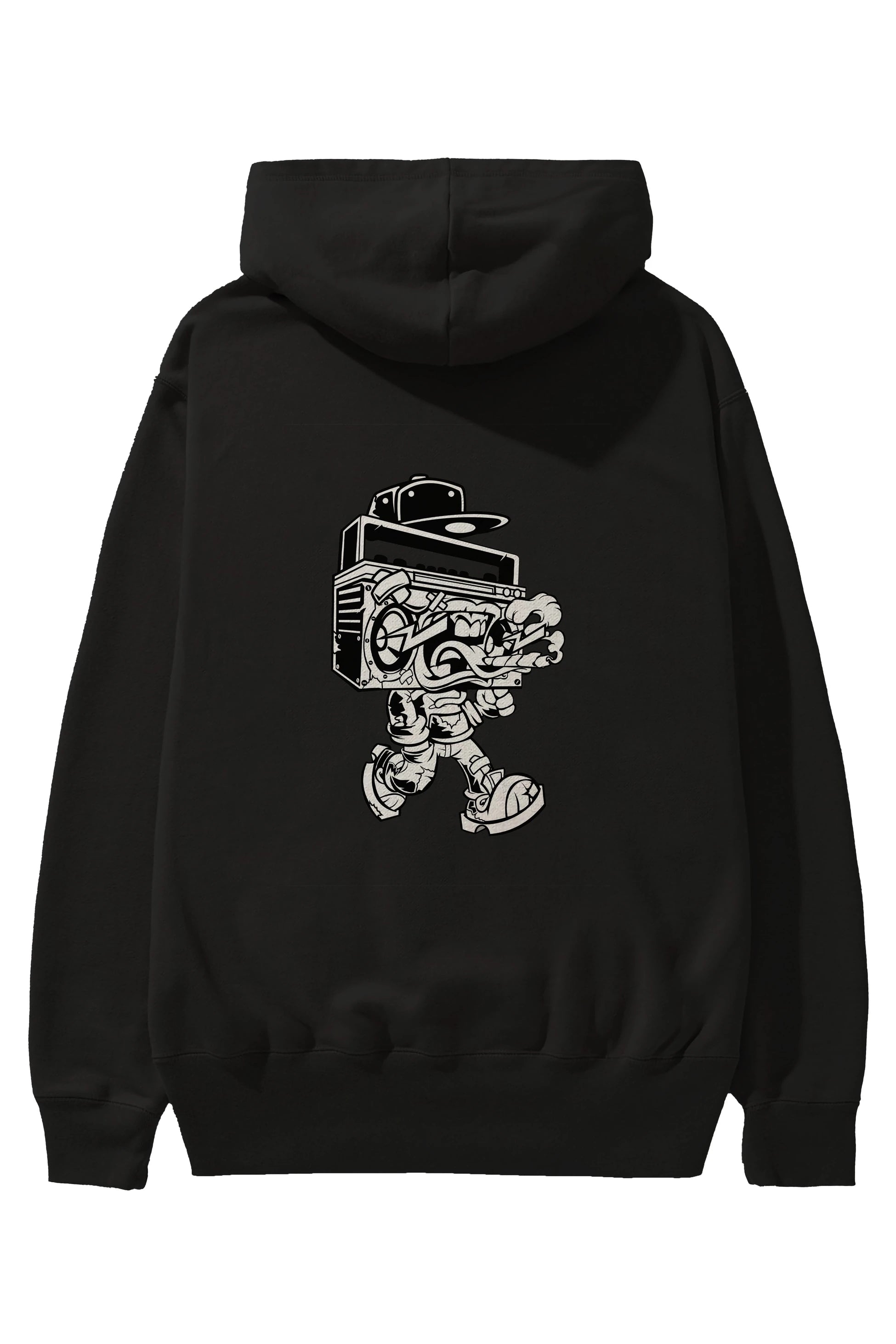 Boombox Arka Baskılı Hoodie Oversize Kapüşonlu Sweatshirt Erkek Kadın Unisex