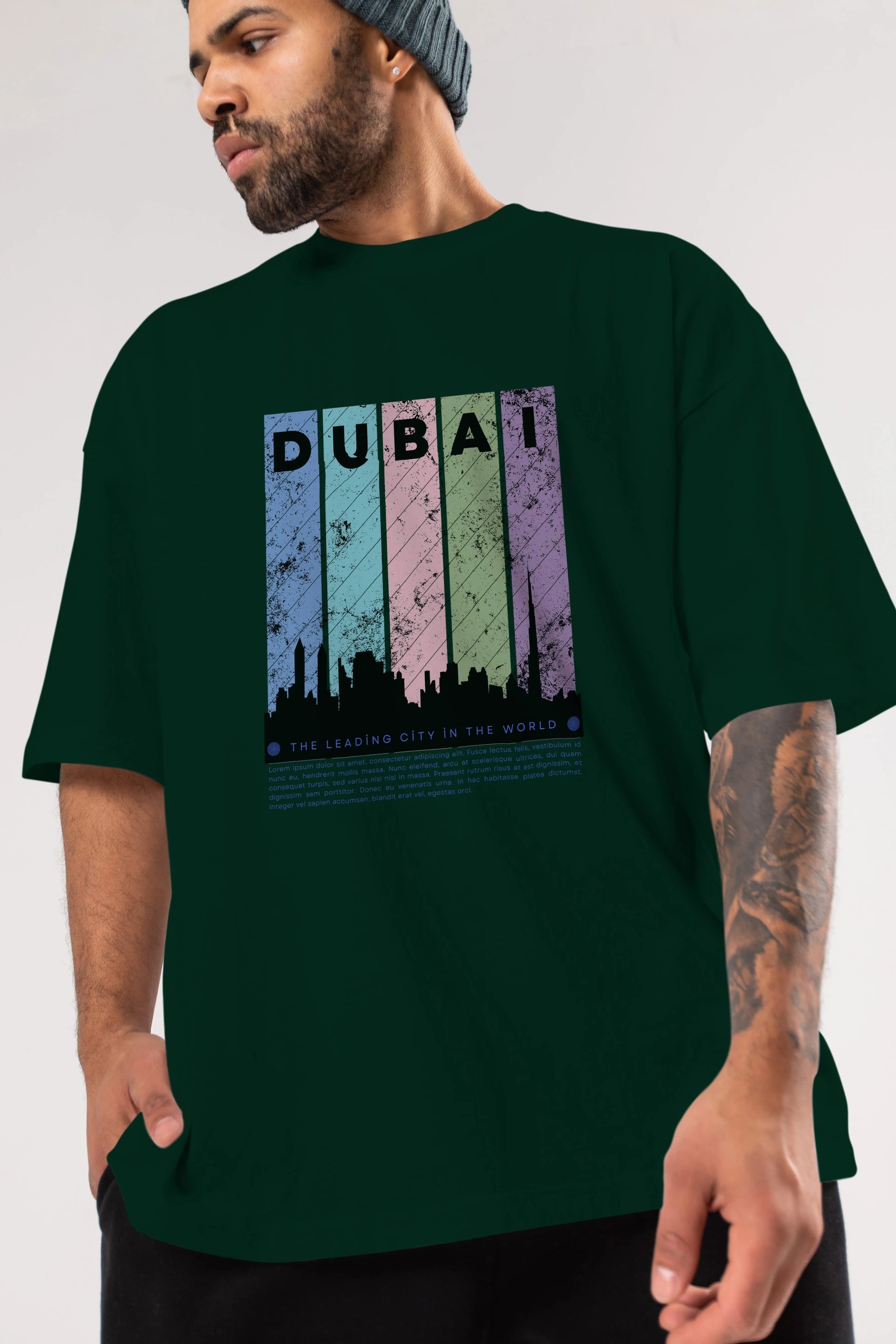 Dubai Yazılı Ön Baskılı Oversize t-shirt Erkek Kadın Unisex