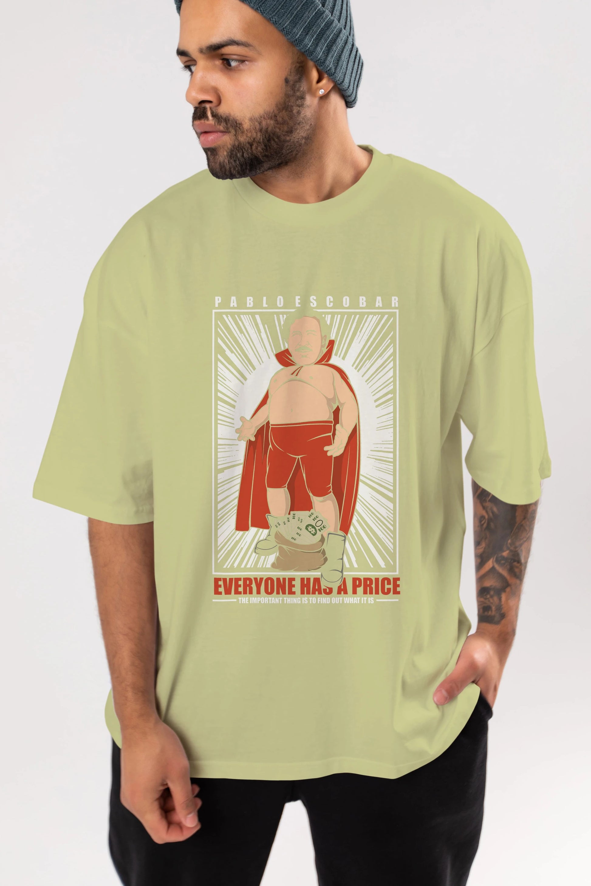 Pablo Escobar Luchador Ön Baskılı Oversize t-shirt Erkek Kadın Unisex %100 Pamuk tişort