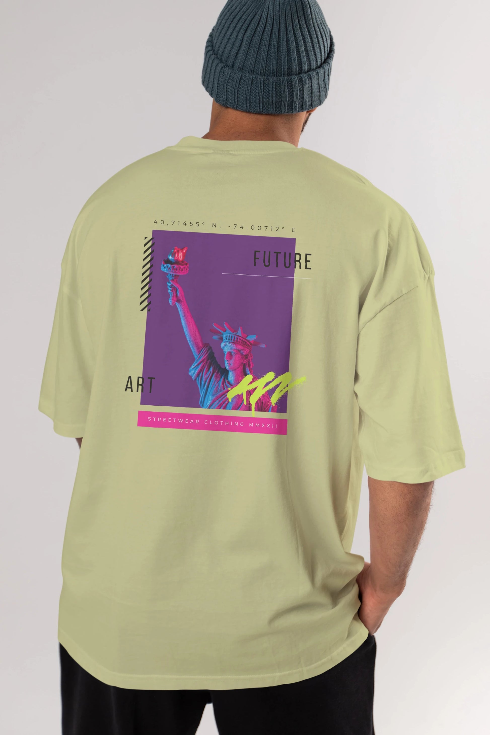 Future Art Arka Baskılı Oversize t-shirt Erkek Kadın Unisex