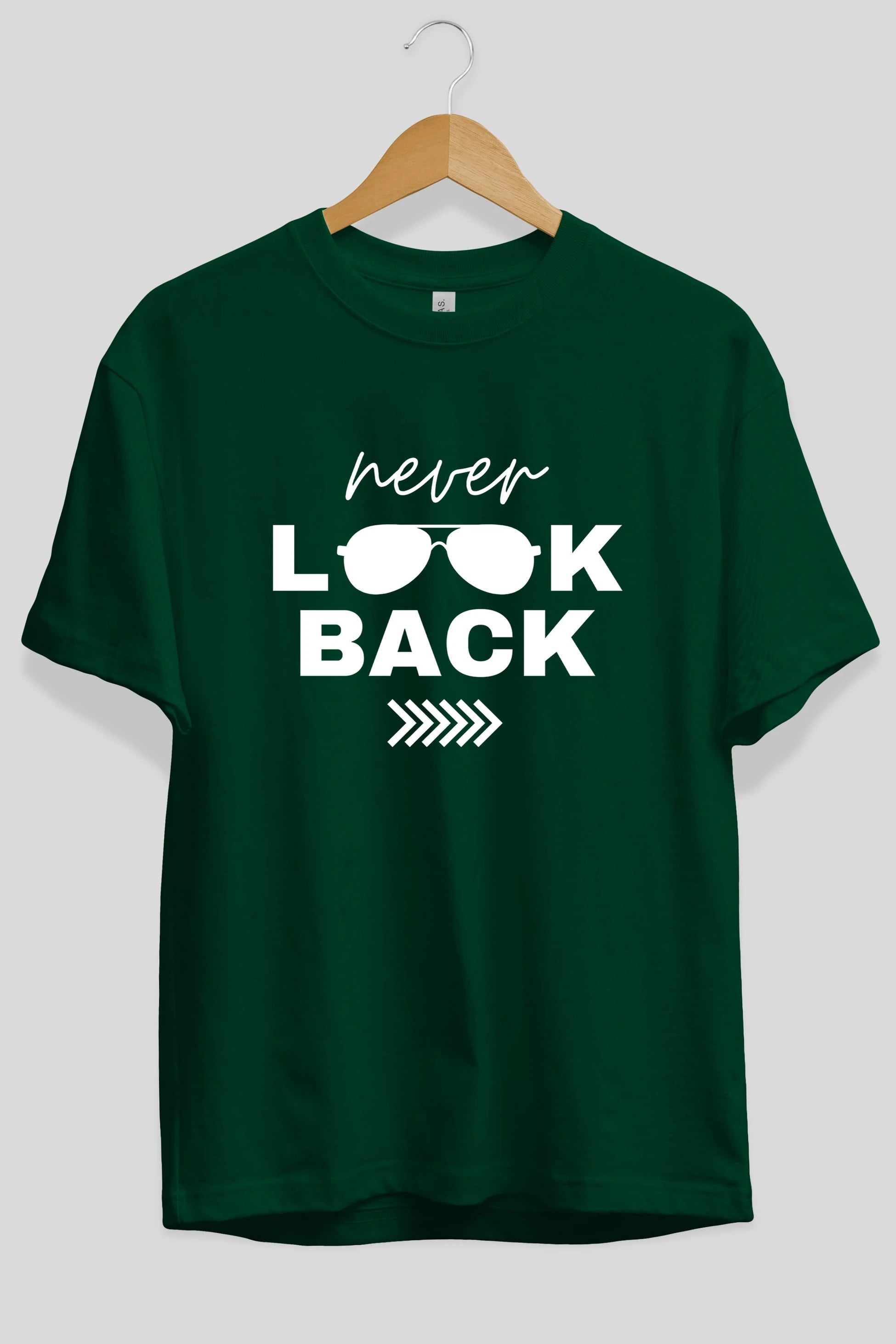 Never Look Back Yazılı Ön Baskılı Oversize t-shirt Erkek Kadın Unisex