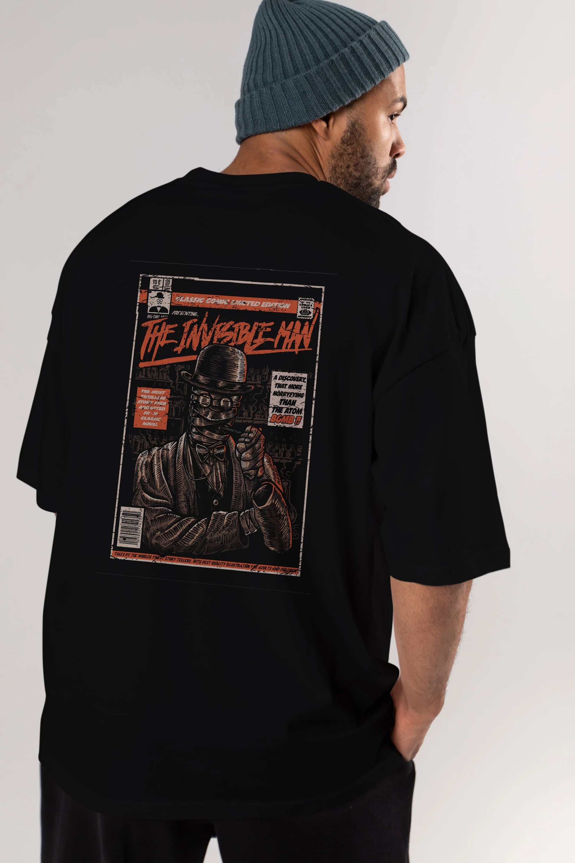 The Invisible Man Arka Baskılı Oversize t-shirt Erkek Kadın Unisex %100 Pamuk